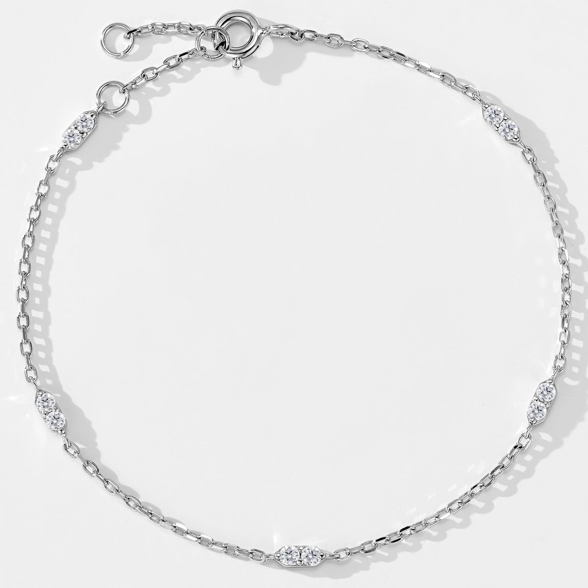 Mini Lab Grown Diamond Star Station Bracelet | Silver Bracelet