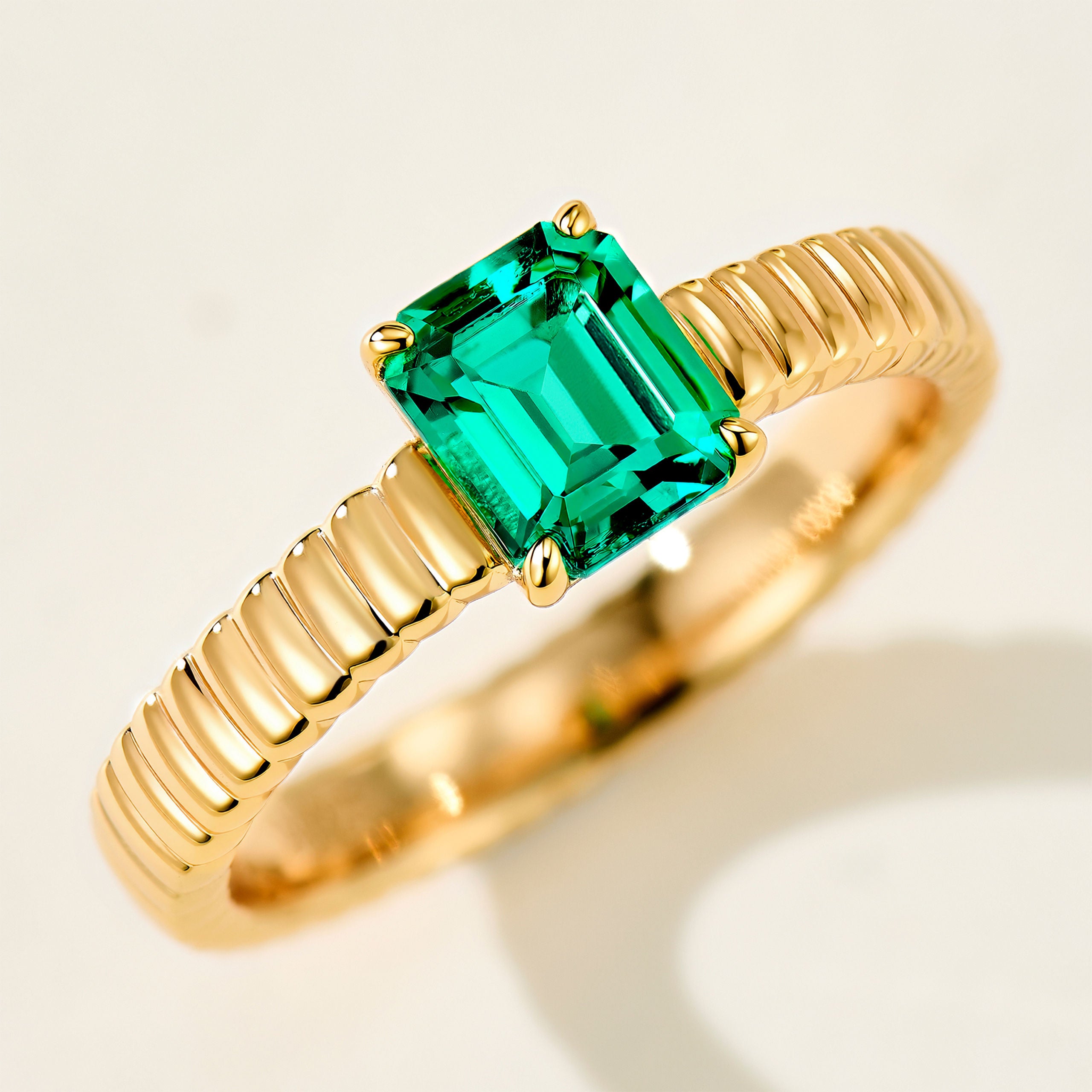 Lab Grown Emerald Ring | Silver Ring