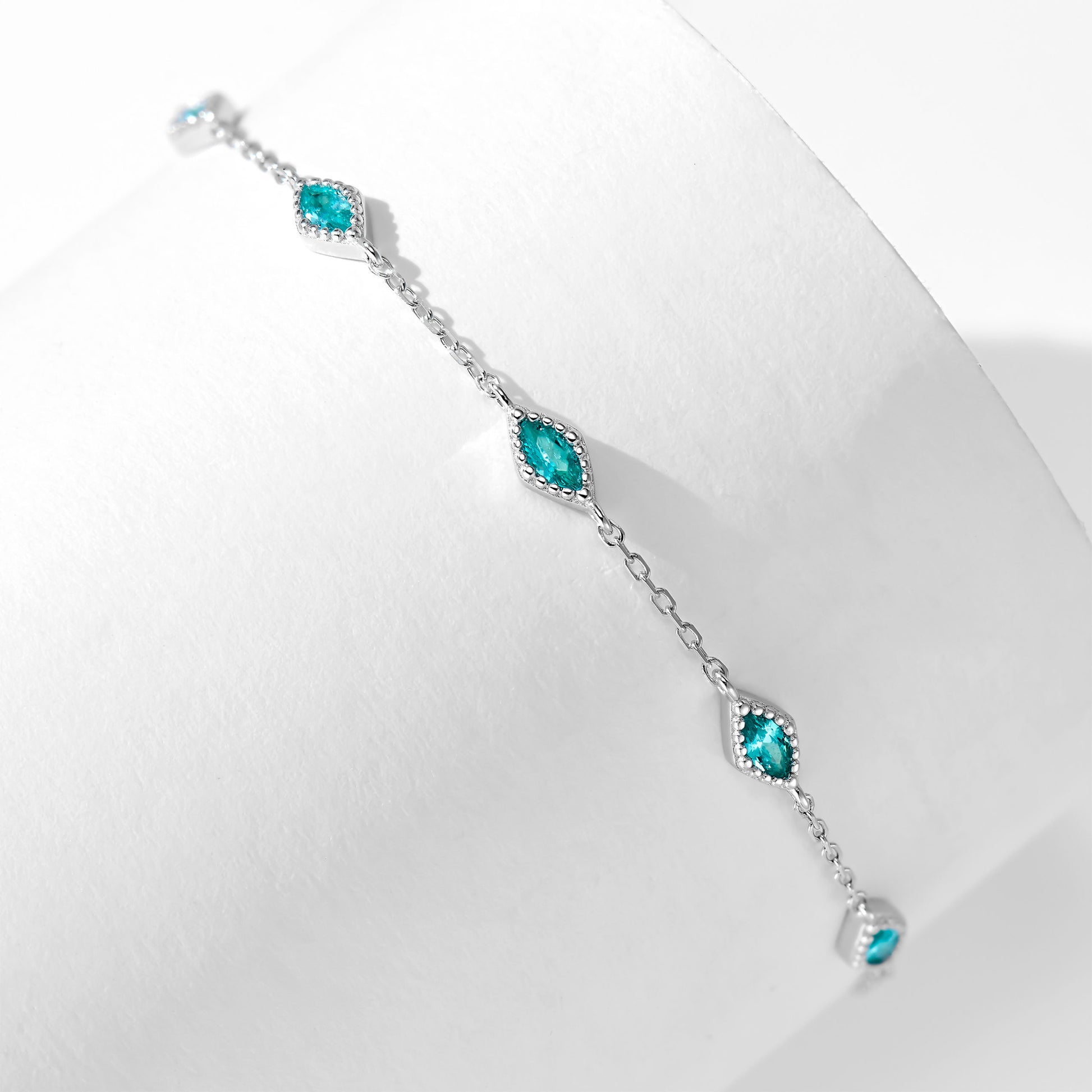 Vintage Beaded Edge Marquise Bracelet ｜Silver Bracelet