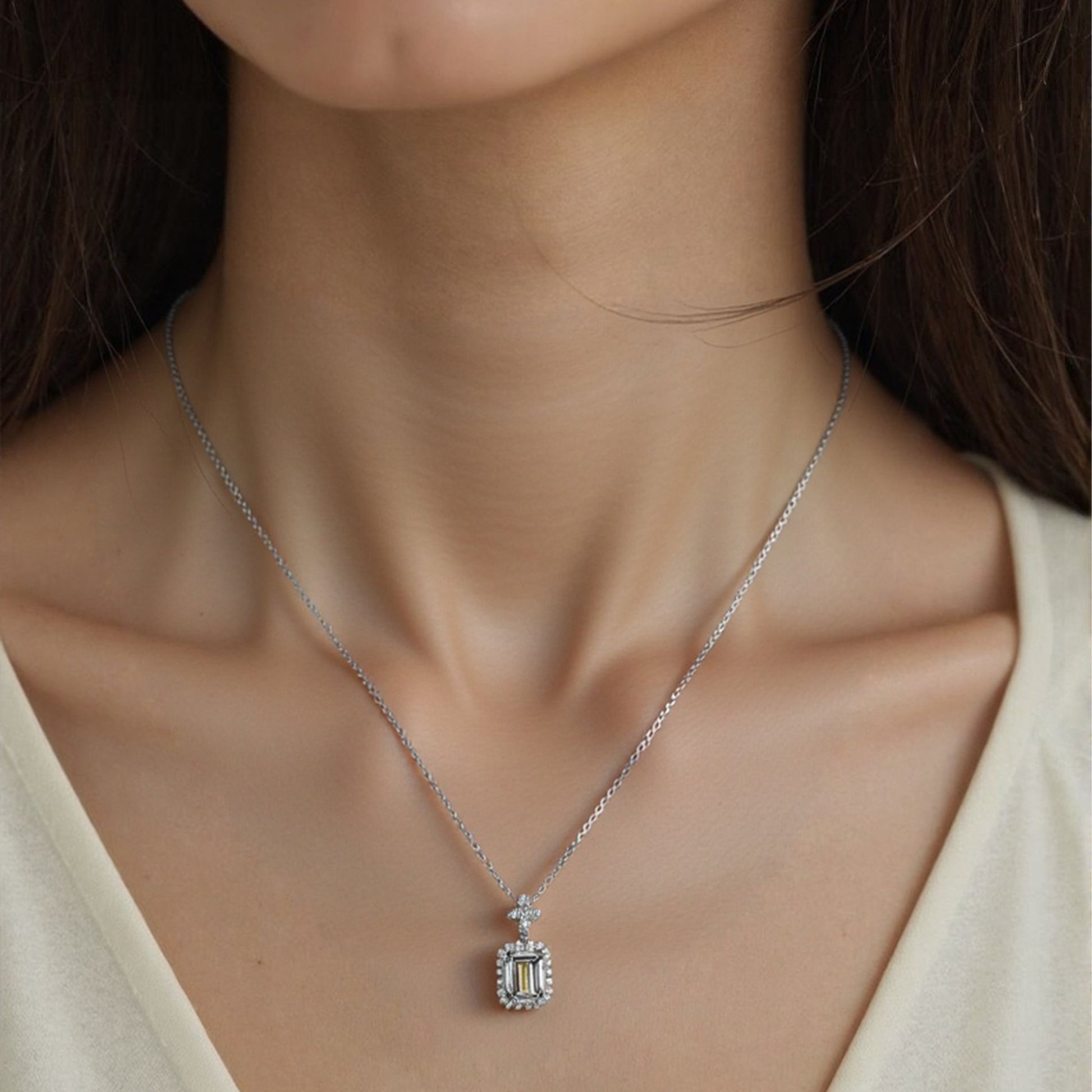 Trendy Perfume Bottle Shaped Pendant | Silver Necklace