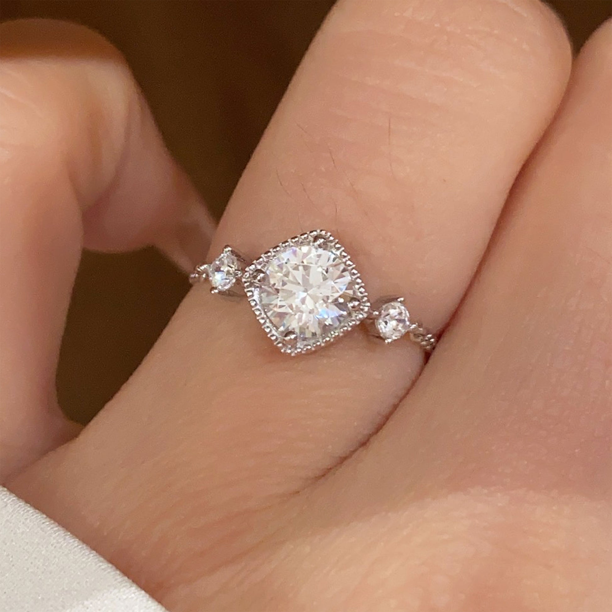 Chic Moissanite Chain Pull Ring | Silver  Ring