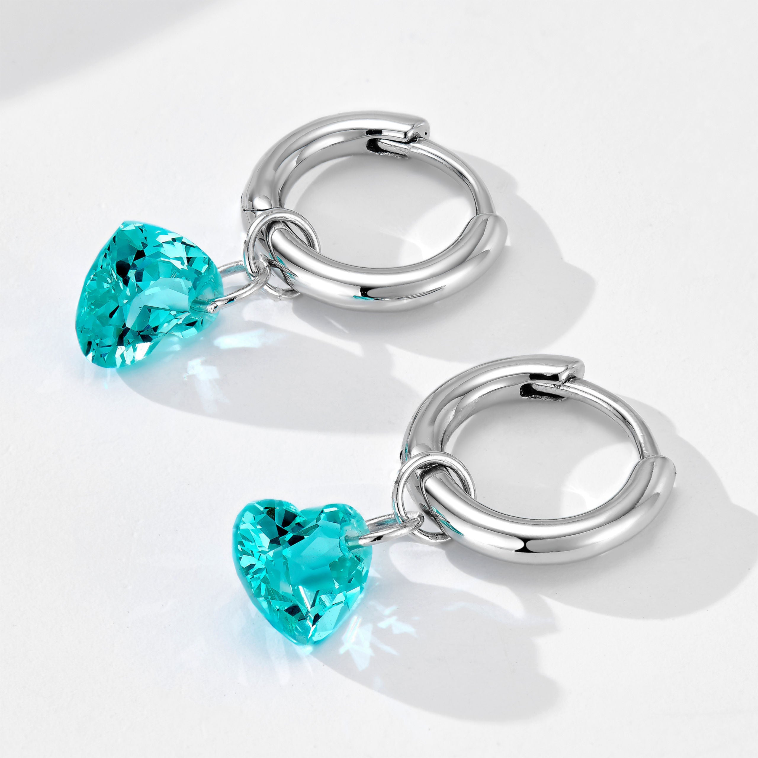 Paraiba Heart  Drop Earrings | Silver Earrings