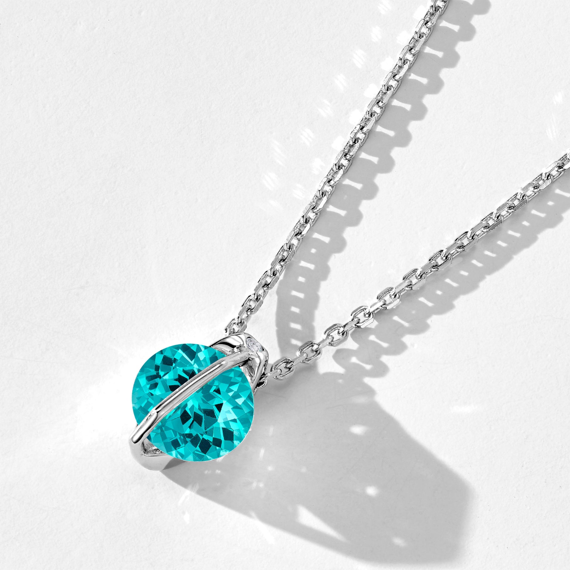 Vivid Sparkling Blue Gem  Necklace | Silver Necklace