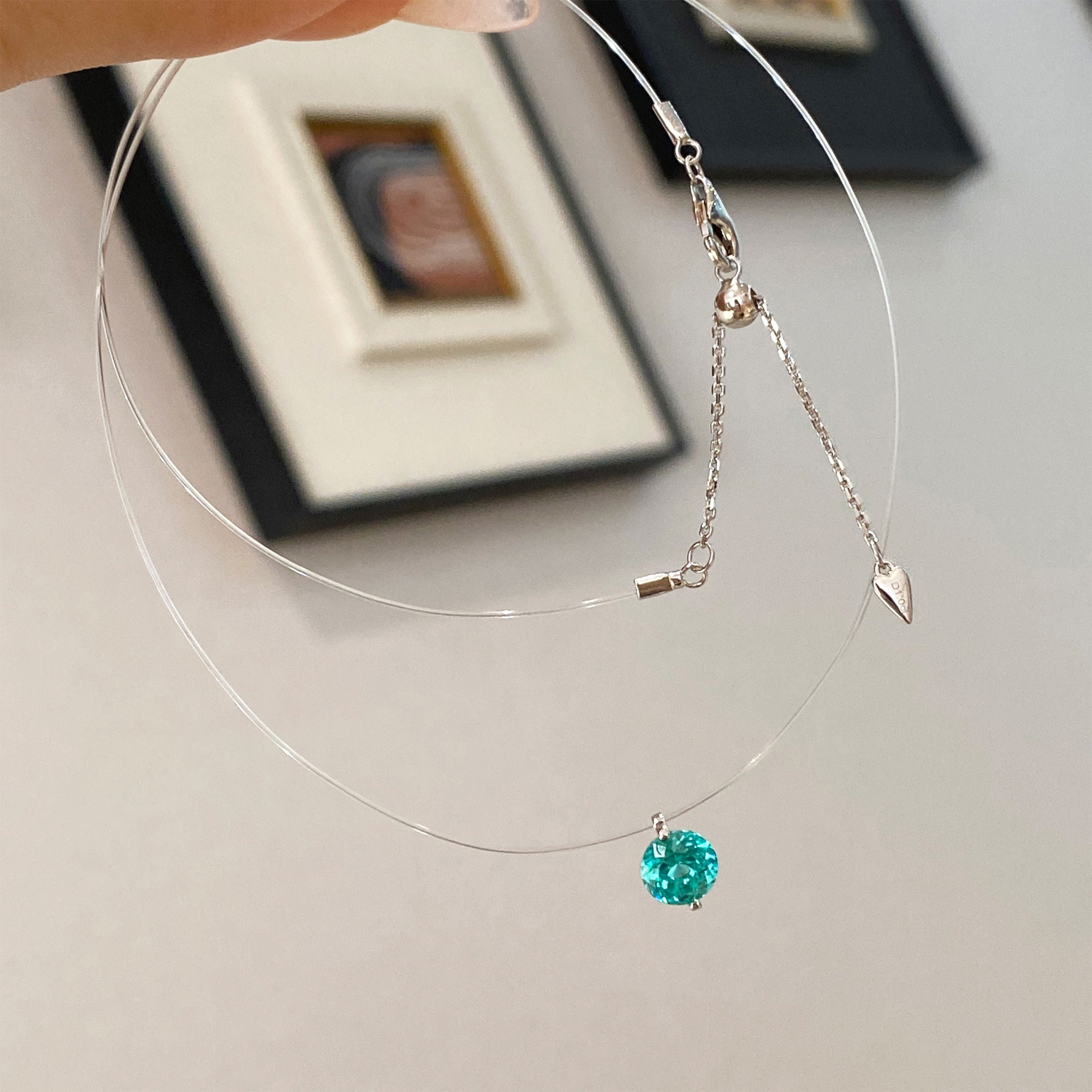 Paraiba Fishing Line Necklace｜Silver Necklace