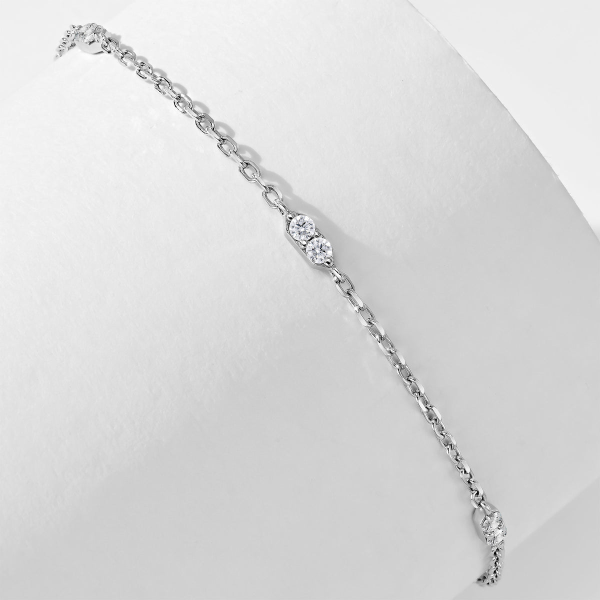 Mini Lab Grown Diamond Star Station Bracelet | Silver Bracelet