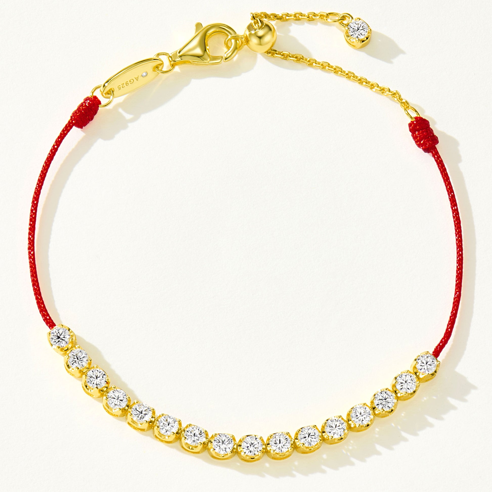 Red String Zirconia Bracelet｜Silver Bracelet