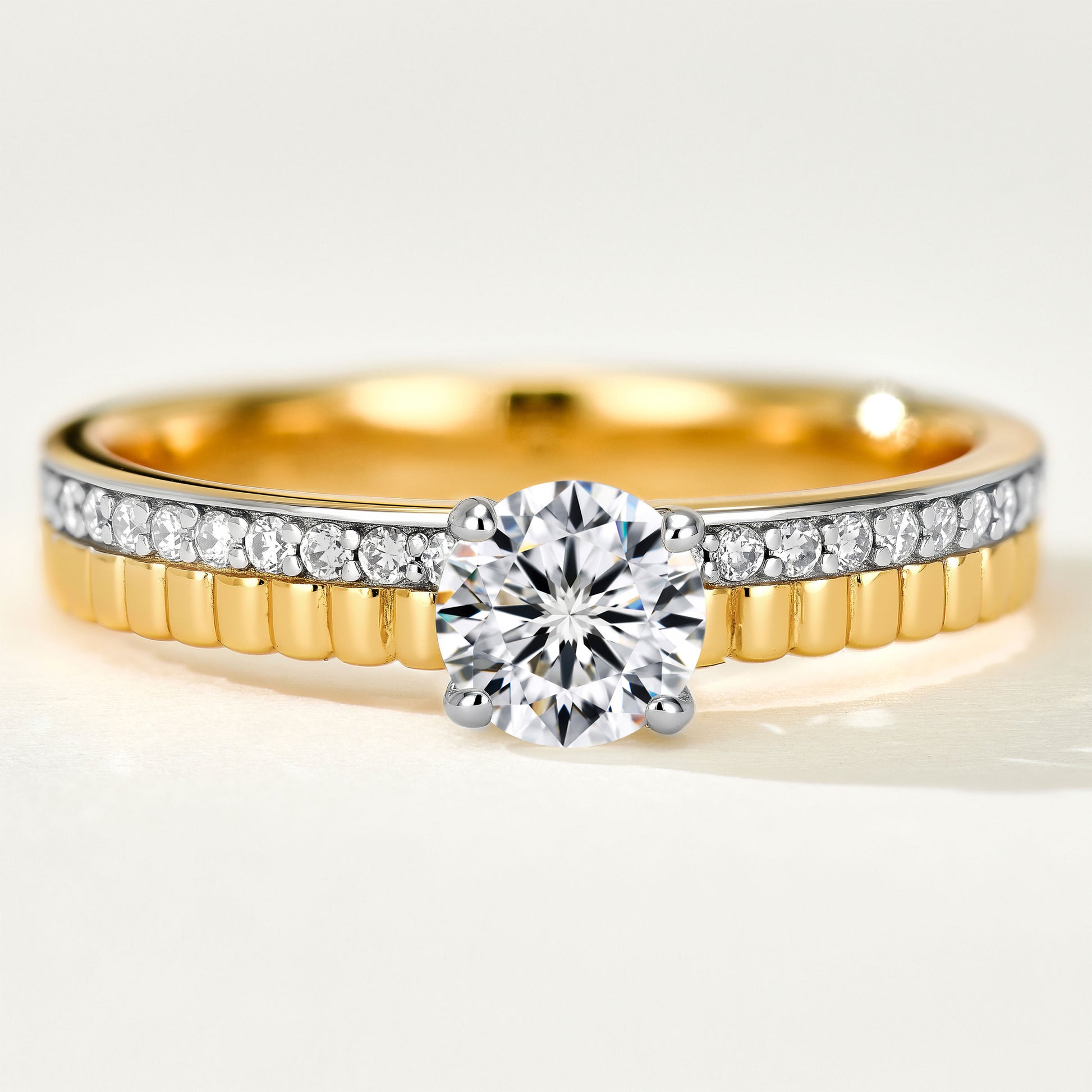 Two-Tone Double Band Moissanite Ring | Silver  Ring