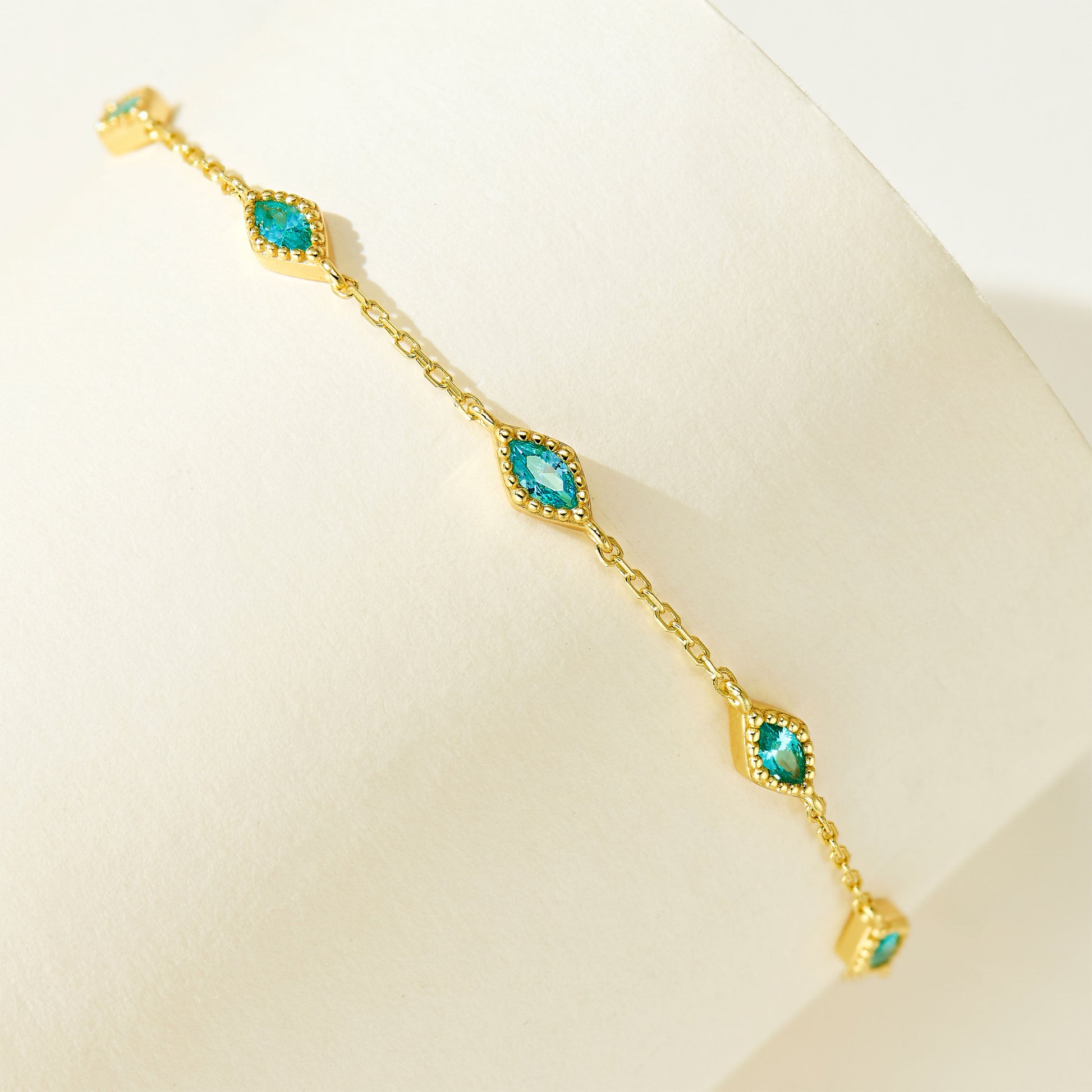 Vintage Beaded Edge Marquise Bracelet ｜Silver Bracelet