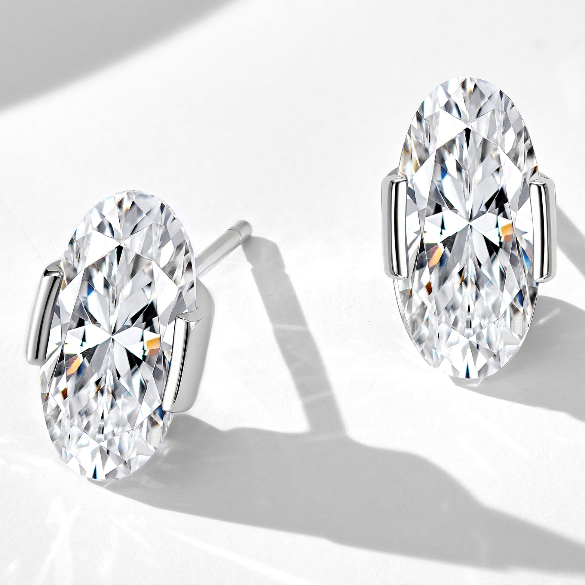 Simple Oval Cut Stud Earrings | Silver Earrings