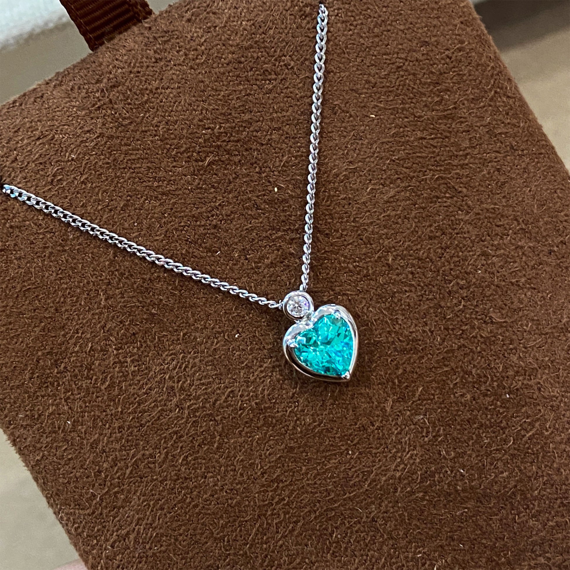 Paraiba Heart Necklace｜Silver Necklace
