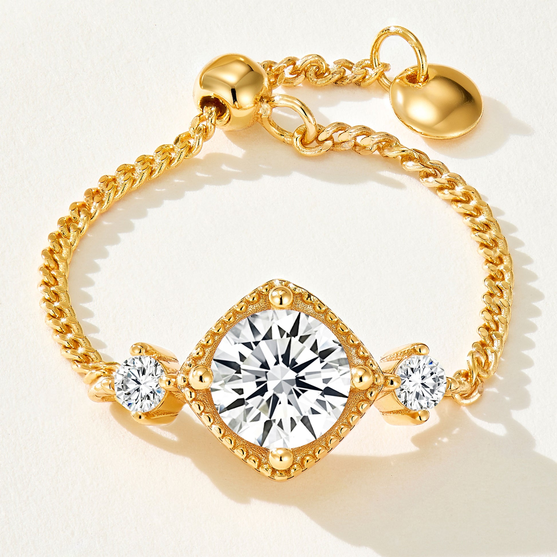 Chic Moissanite Chain Pull Ring | Silver  Ring