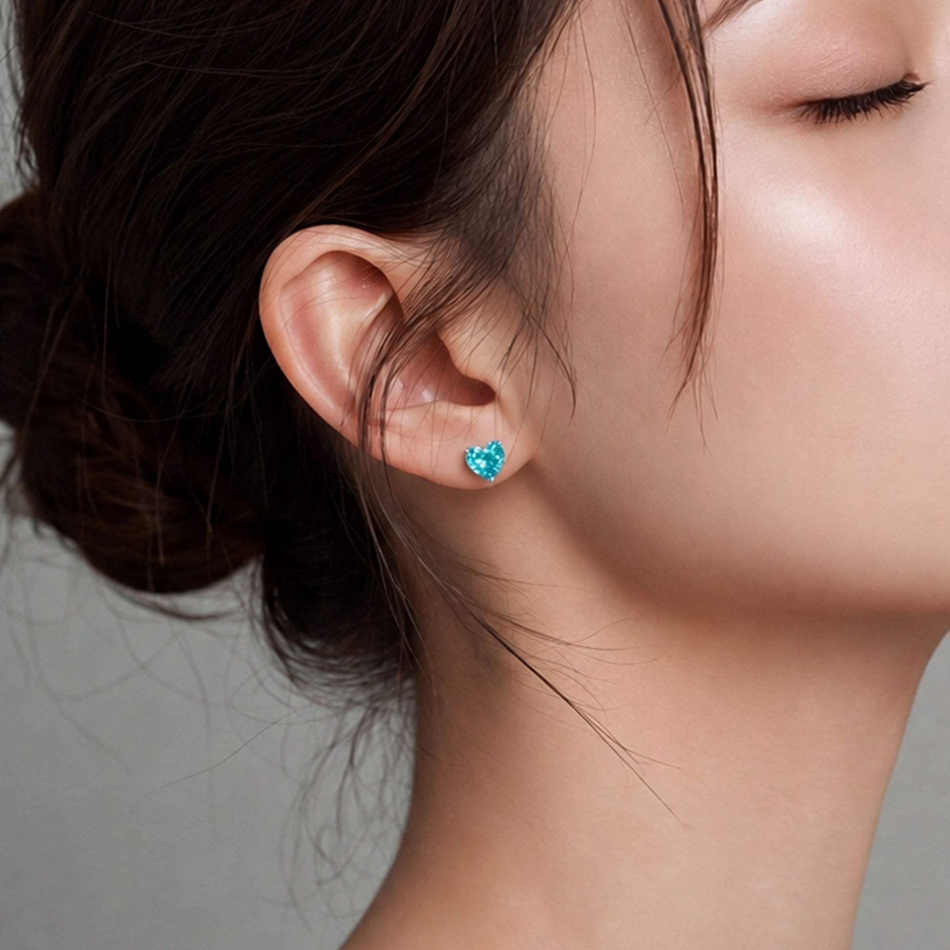 Blue Gemstone Heart Earrings | Silver Earrings