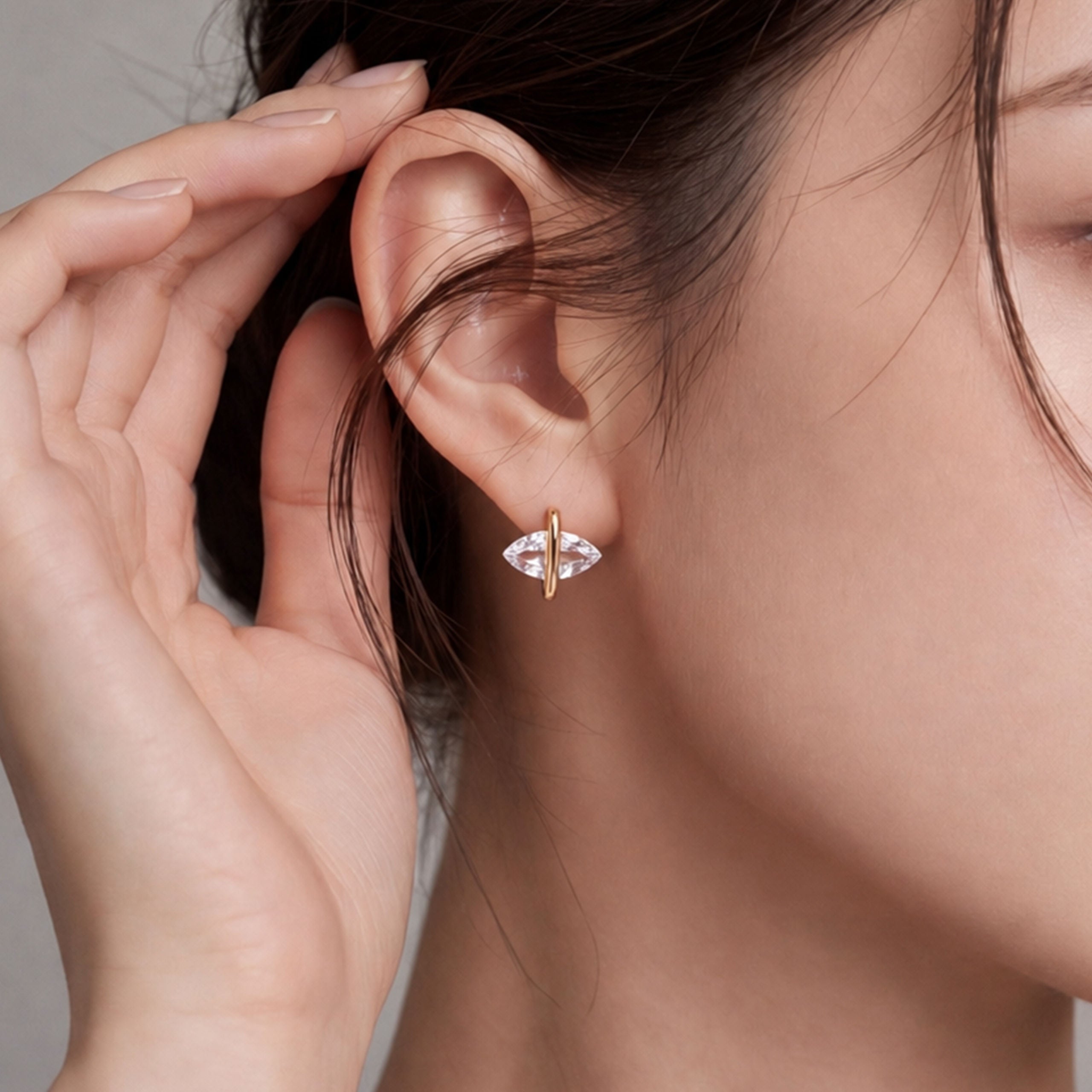 White Crystal Marquise Earrings | Silver Earrings