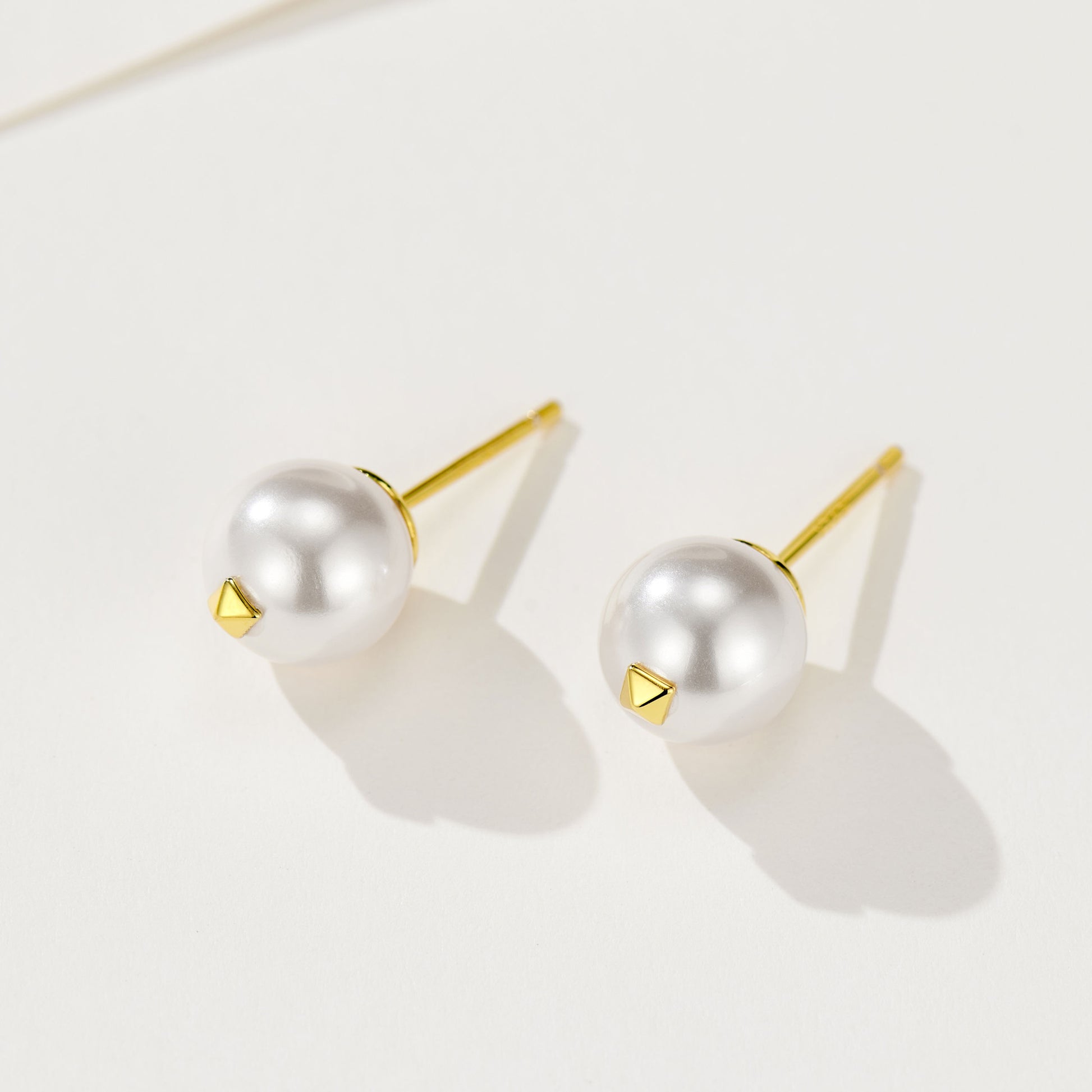 8mm Simple Pearl Stud Earrings| Silver Earrings