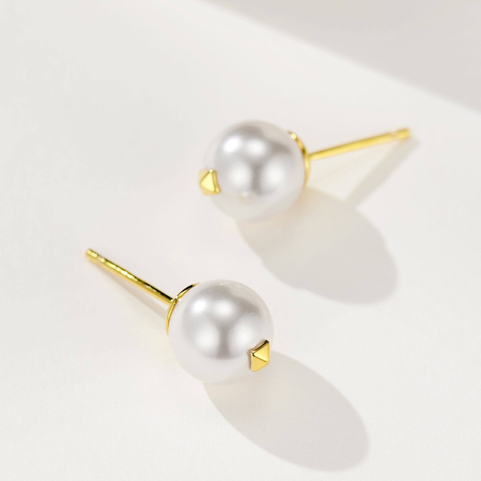 8mm Simple Pearl Stud Earrings| Silver Earrings