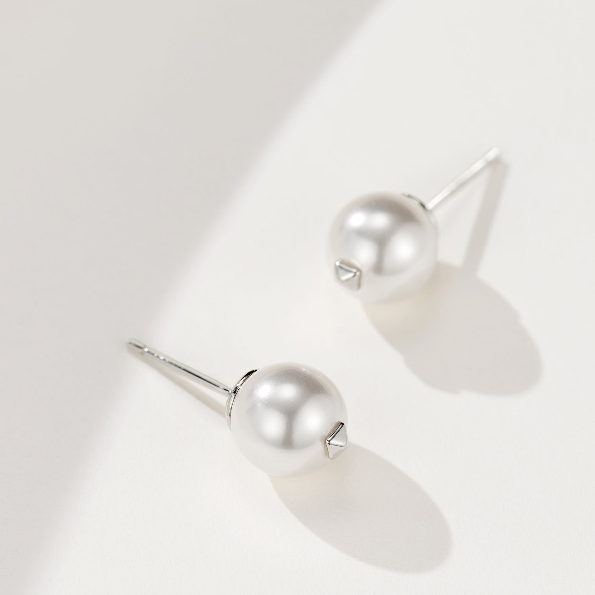 8mm Simple Pearl Stud Earrings| Silver Earrings