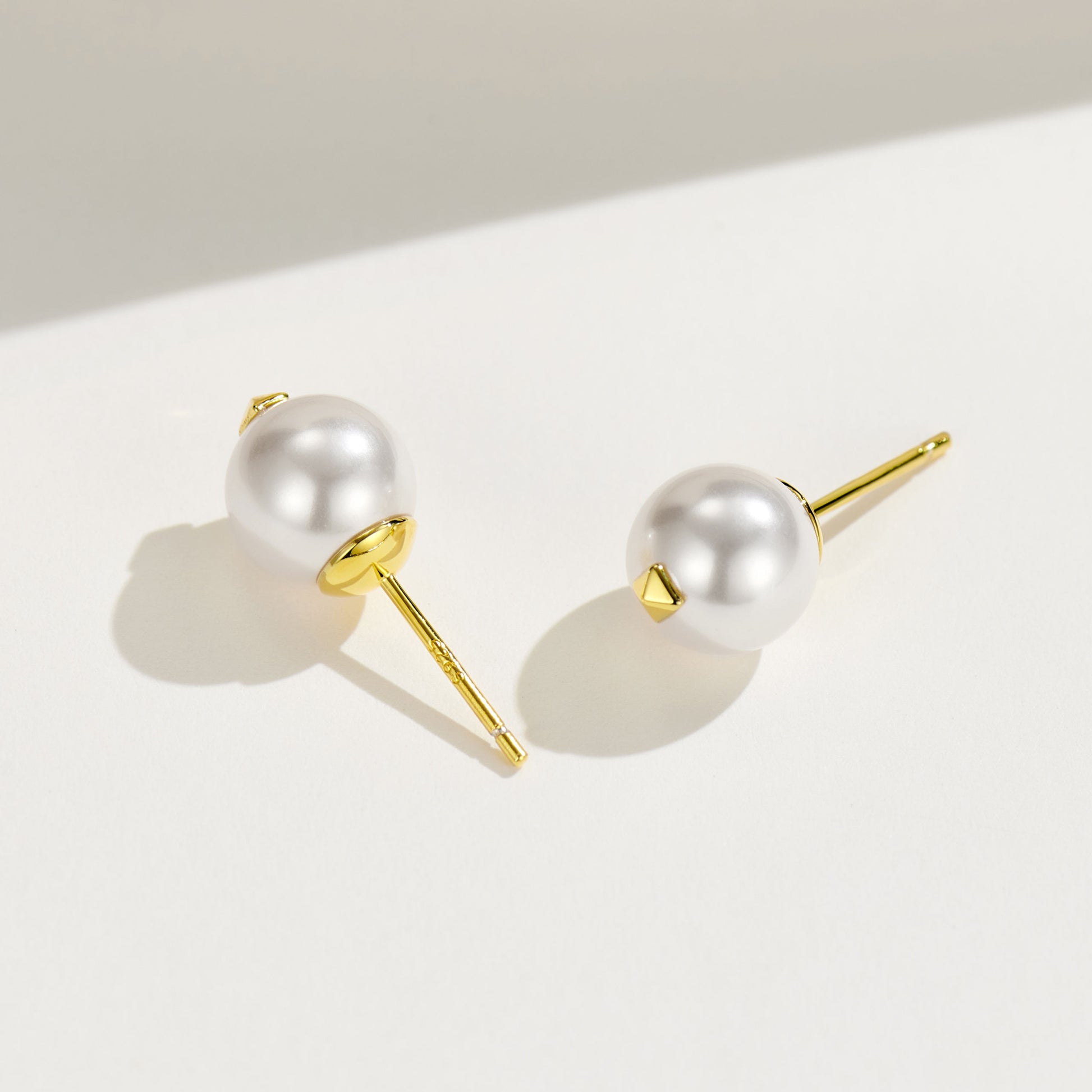 8mm Simple Pearl Stud Earrings| Silver Earrings