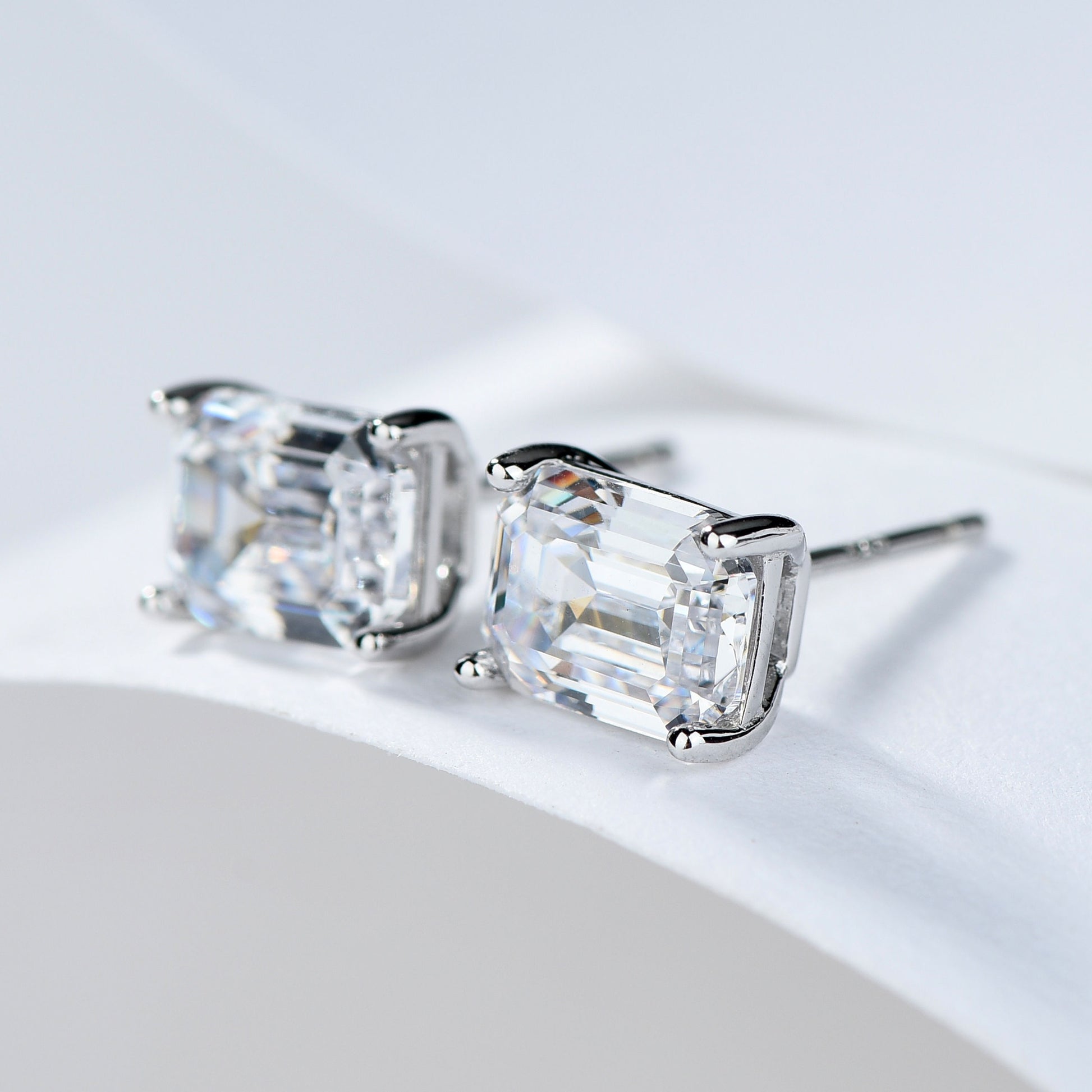Ins Style Asscher Cut Stud Earrings | Silver Earrings