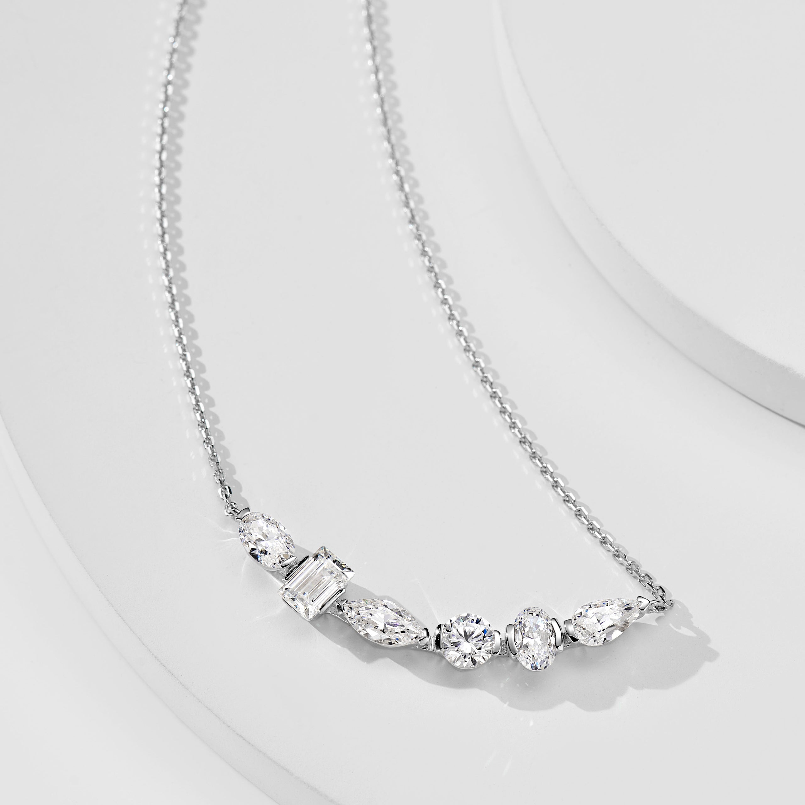 Multi-cut Smile Necklace | Silver Necklace