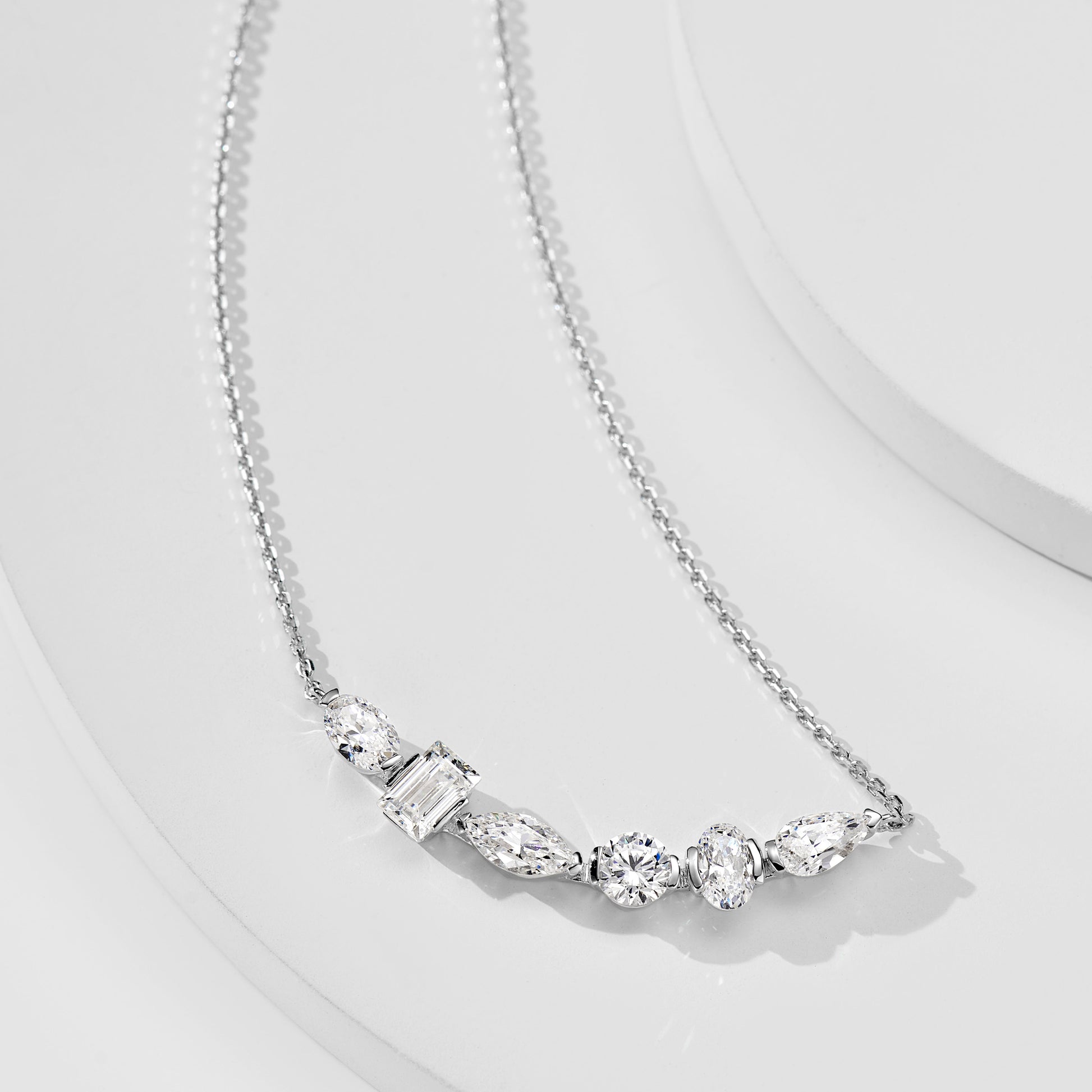 Multi-cut Smile Necklace | Silver Necklace