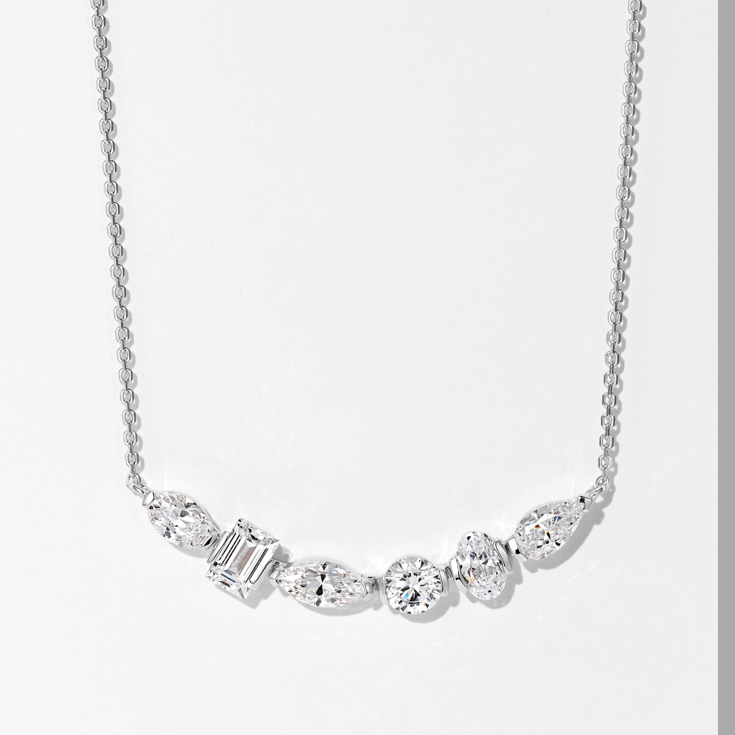 Multi-cut Smile Necklace | Silver Necklace