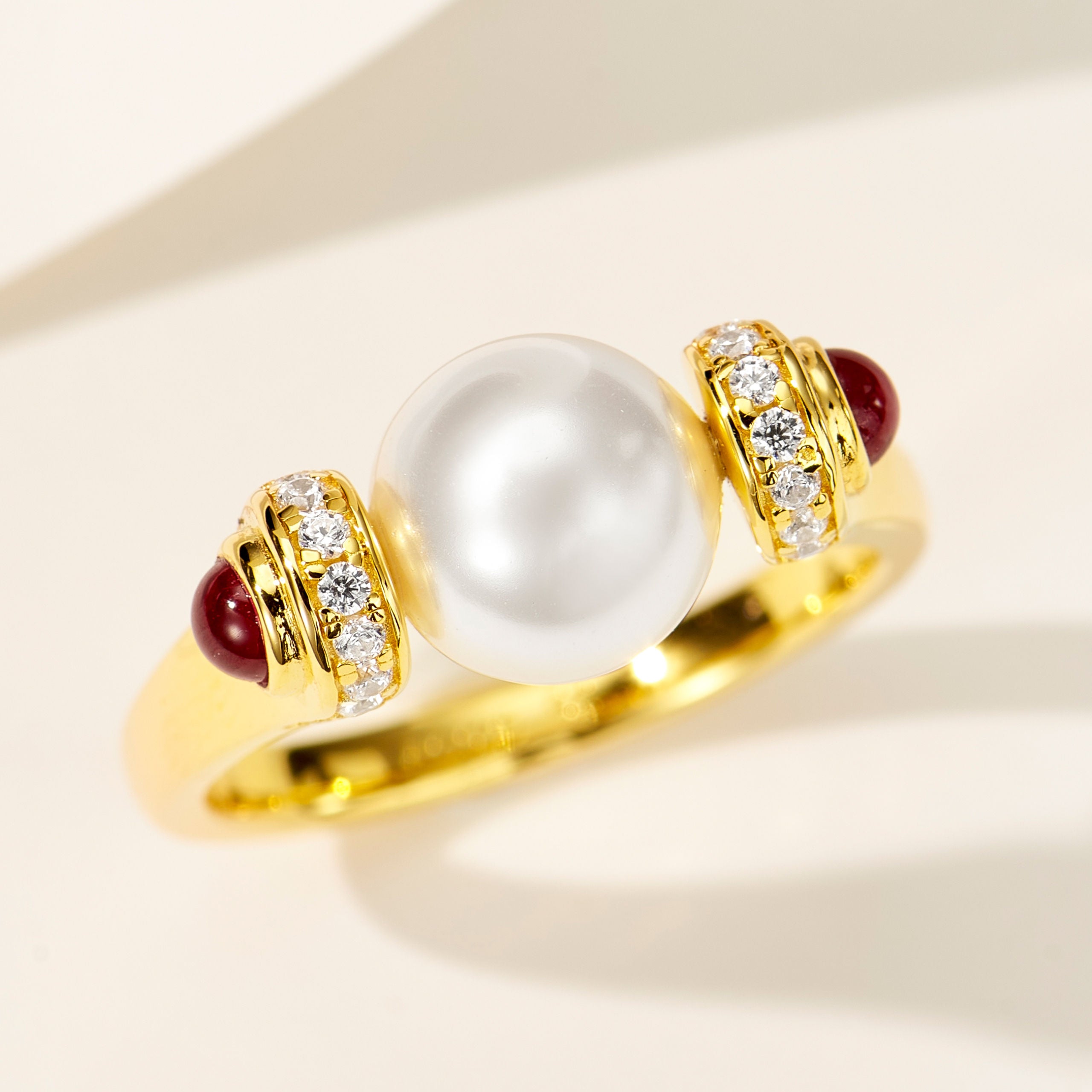Ruby Lucky Pearl Ring | Silver Ring