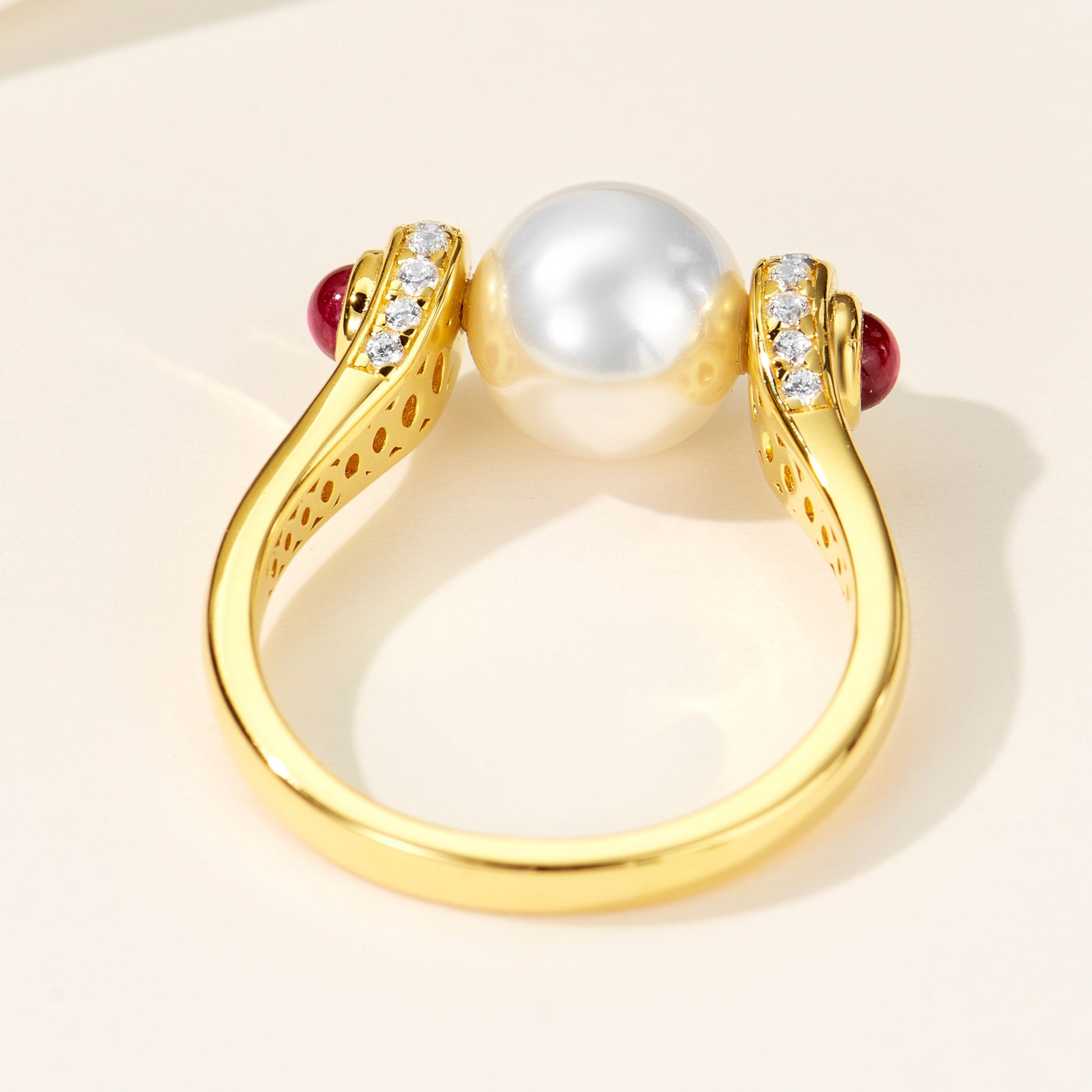 Ruby Lucky Pearl Ring | Silver Ring