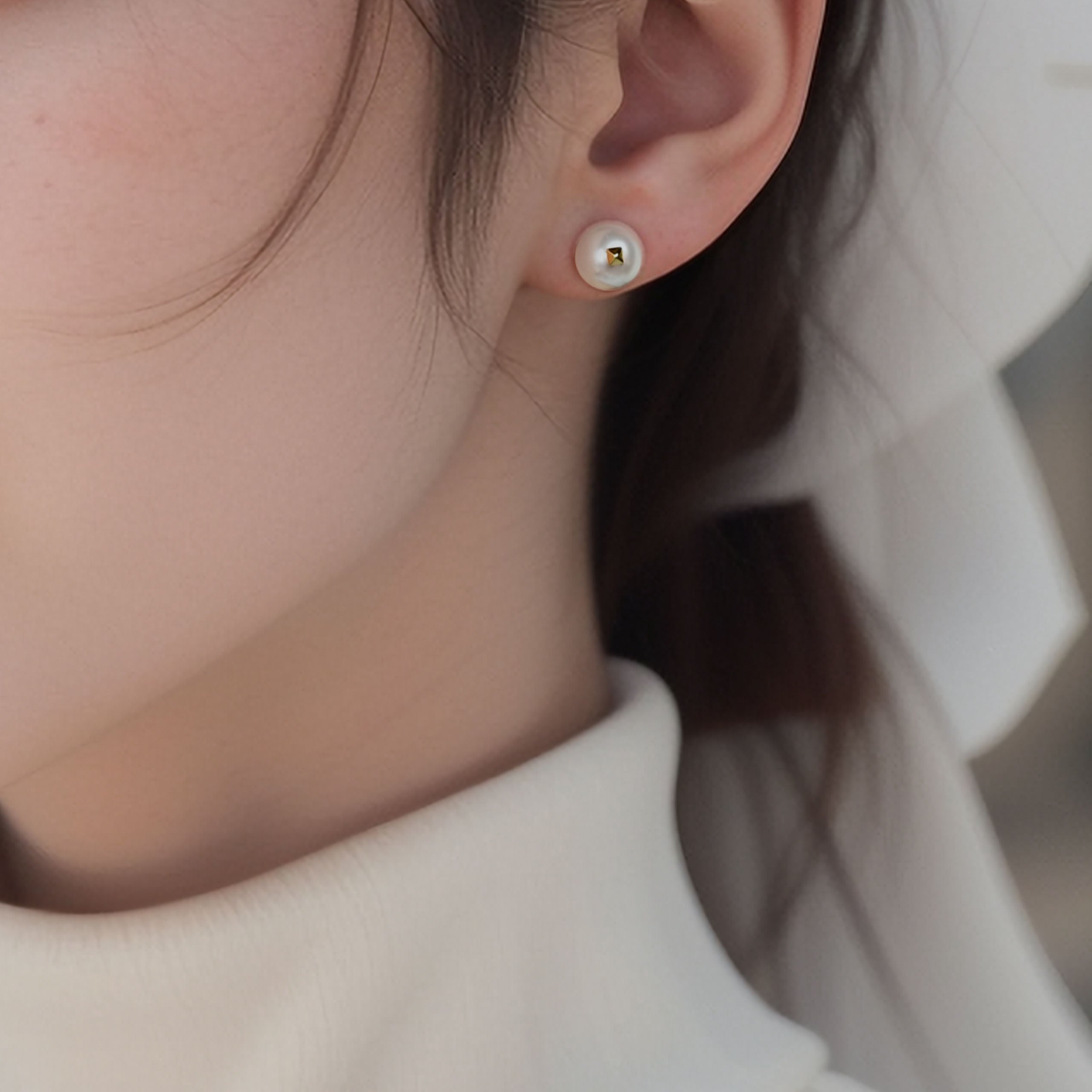 8mm Simple Pearl Stud Earrings| Silver Earrings