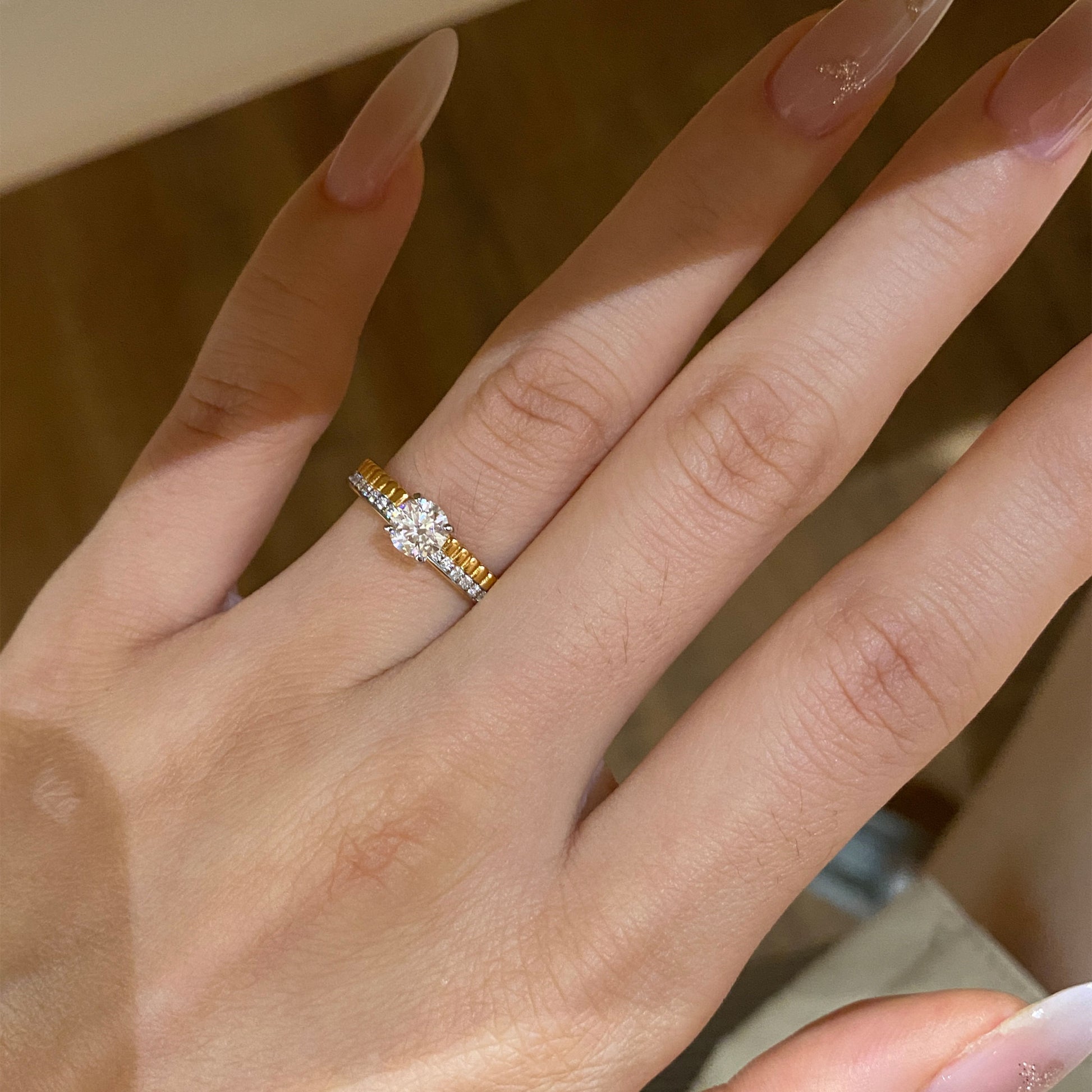 Two-Tone Double Band Moissanite Ring | Silver  Ring
