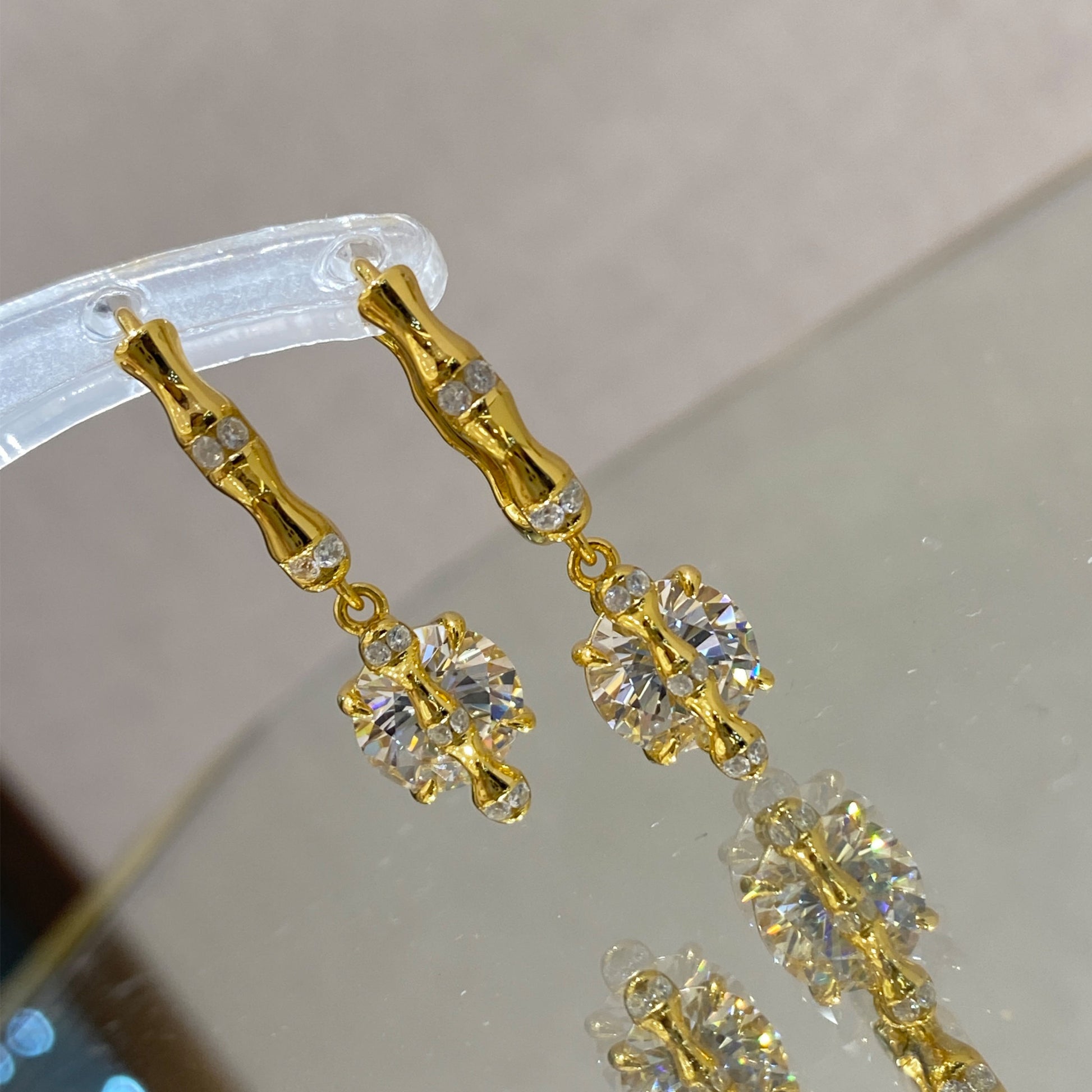 Gold-Plated Bamboo-shaped  Earrings | Silver Earrings