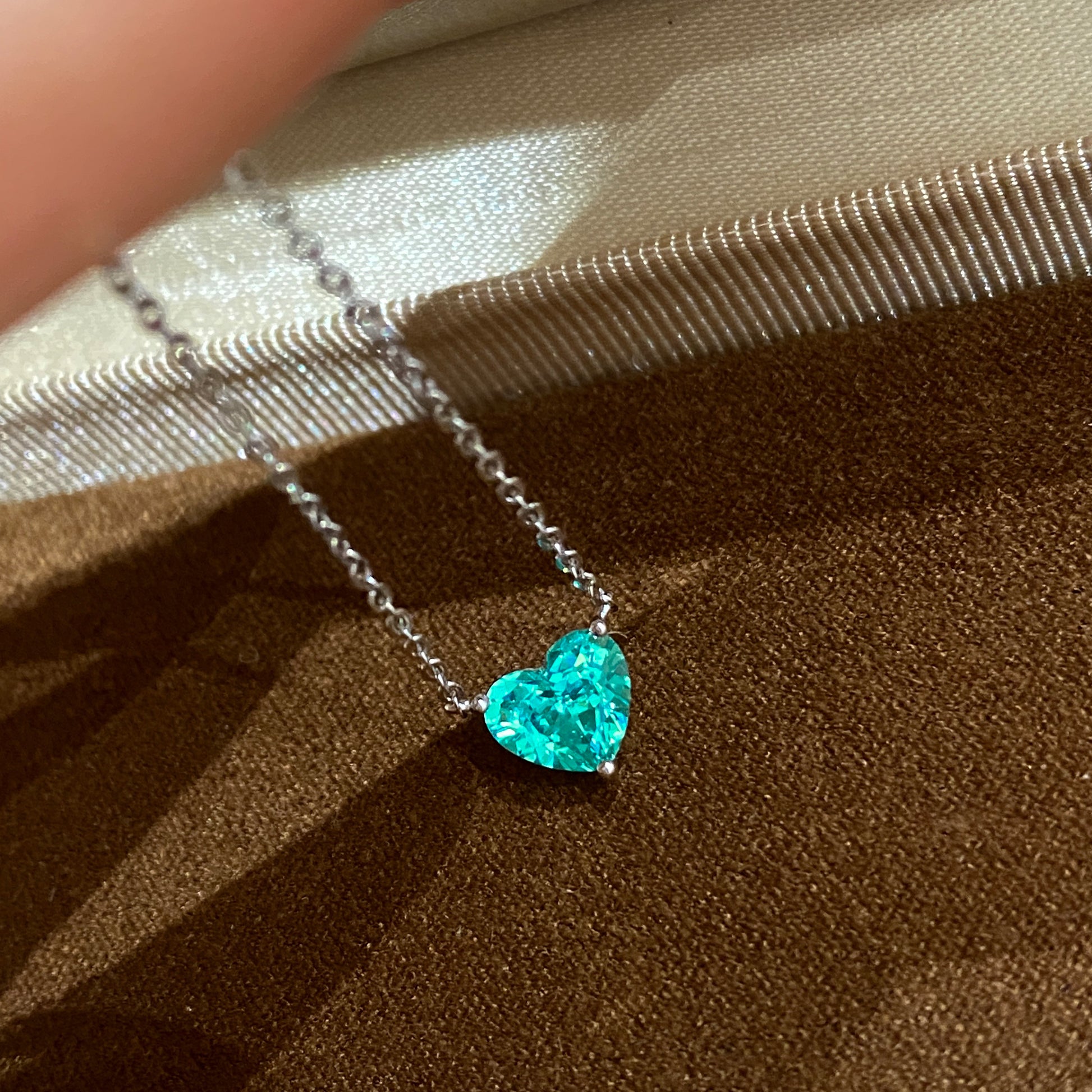 Blue Gemstone Heart Necklace｜Silver Necklace