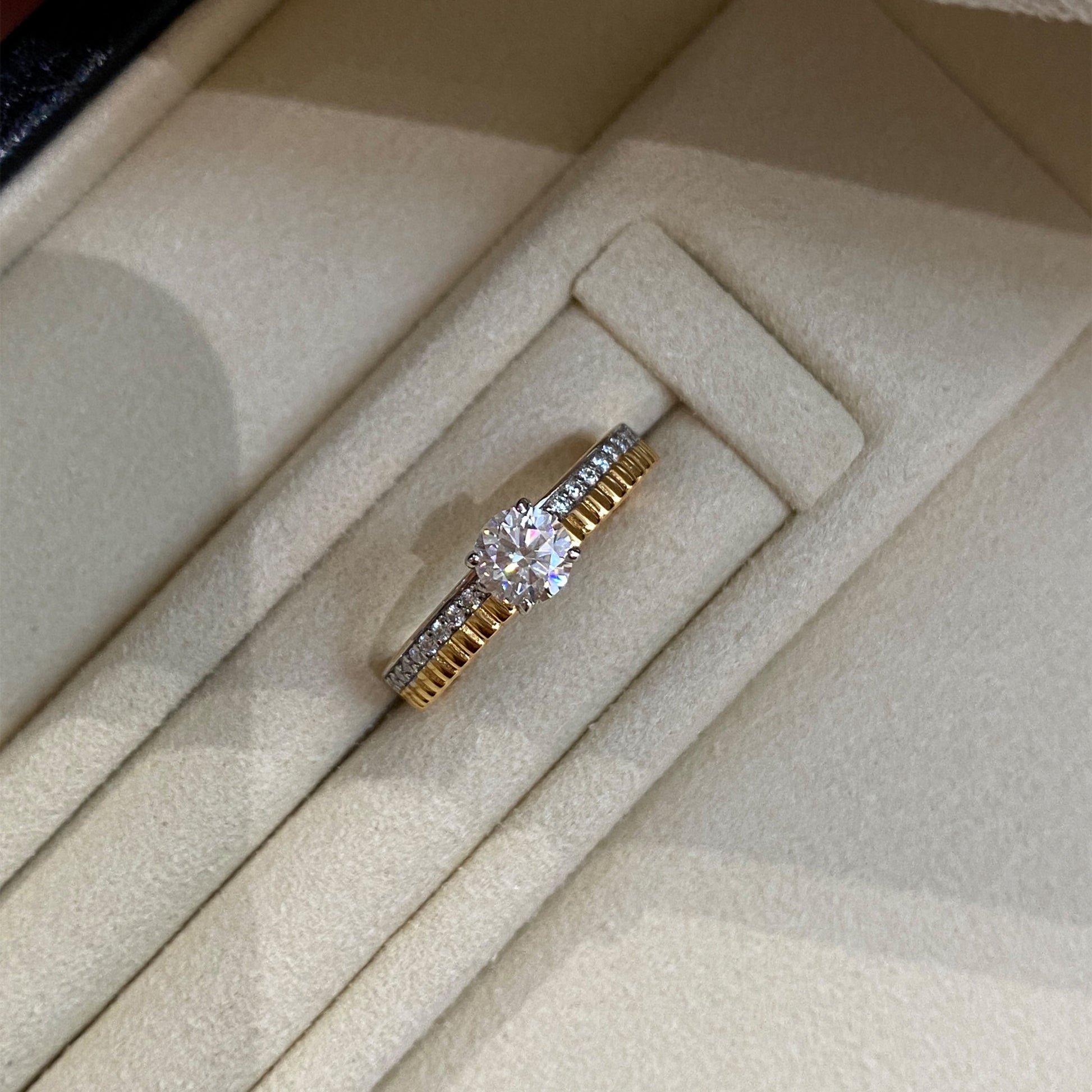 Two-Tone Double Band Moissanite Ring | Silver  Ring