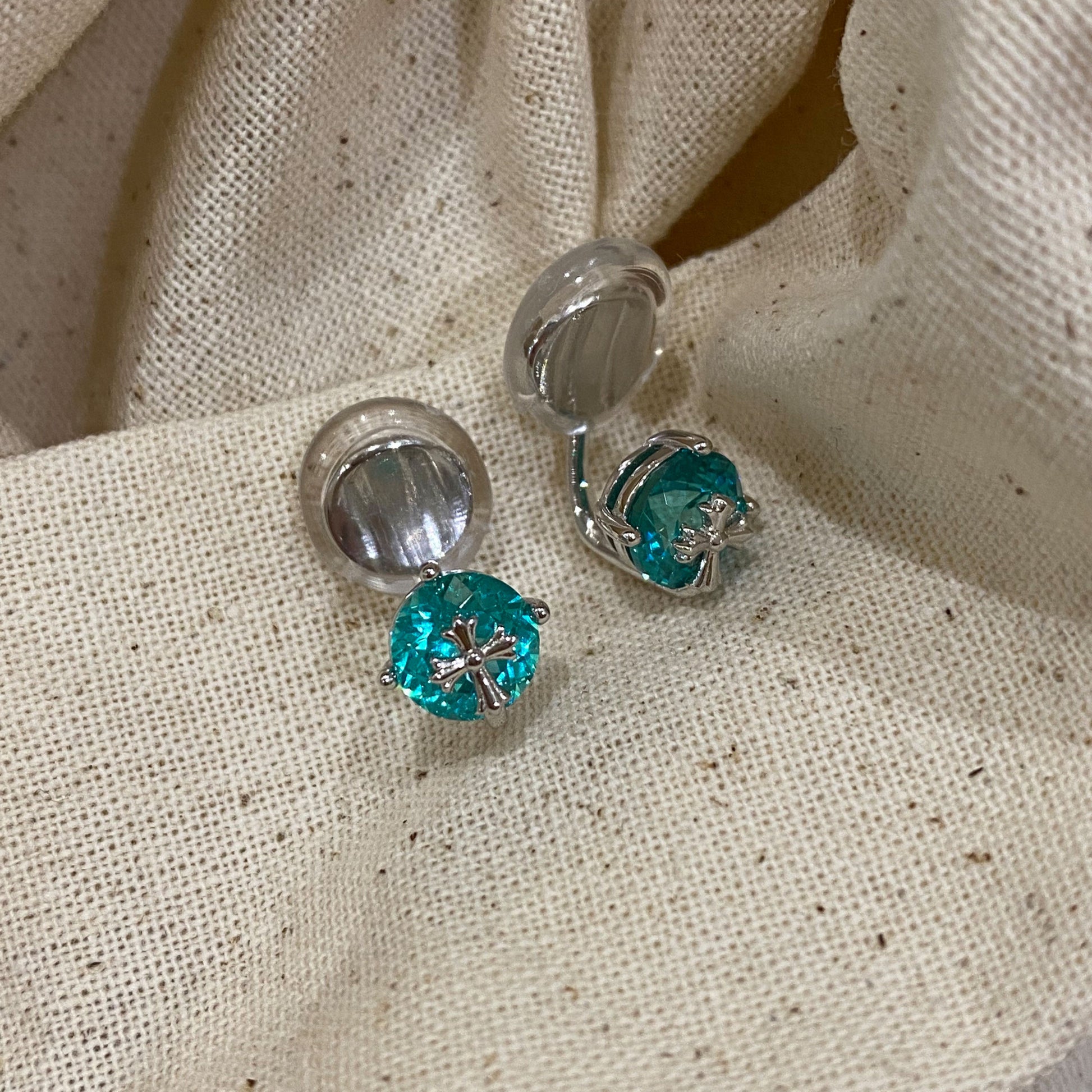 Simple Cross Ear Clips | Silver Earrings
