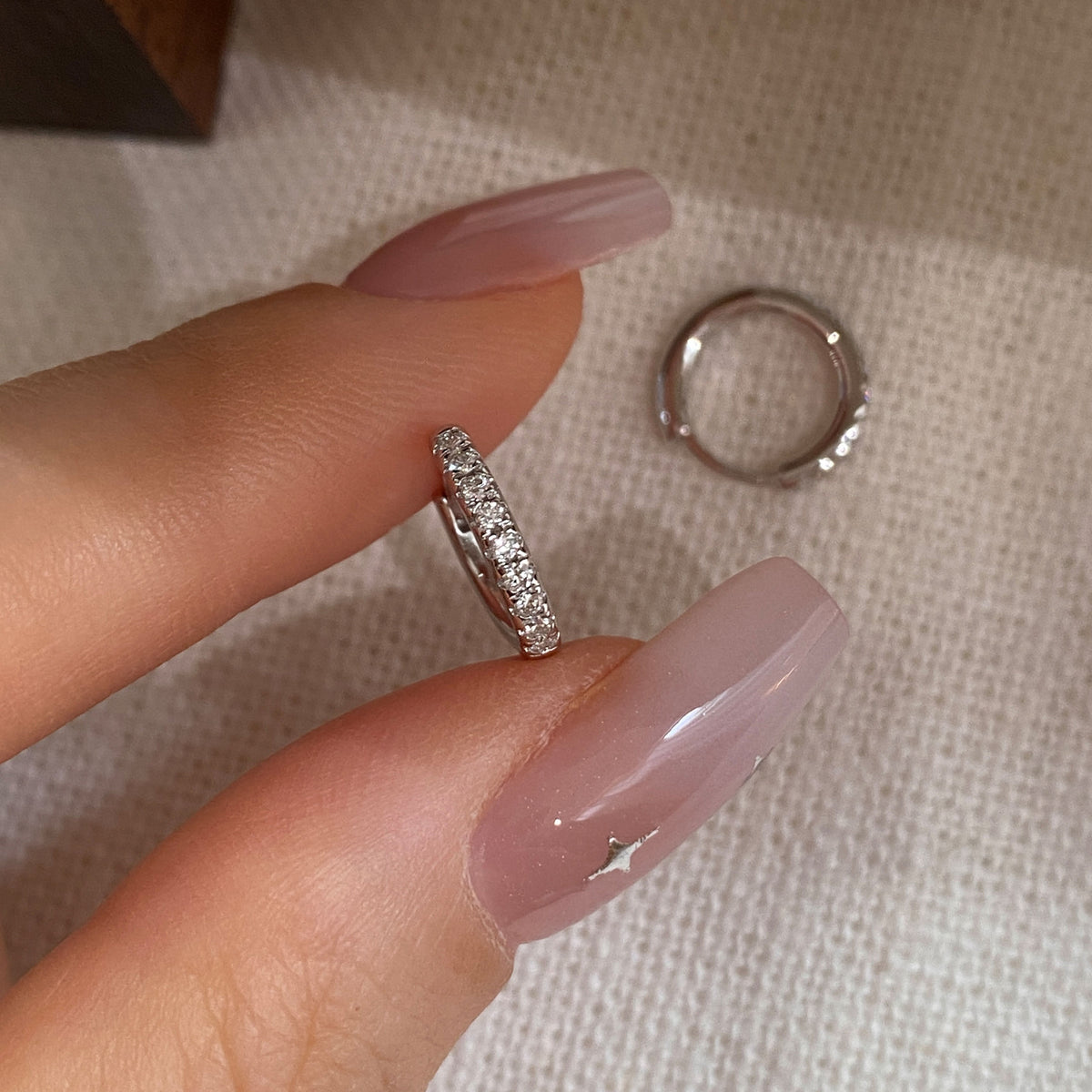 Lab Grown Diamond Pave Hoop Earrings  | Silver Earrings