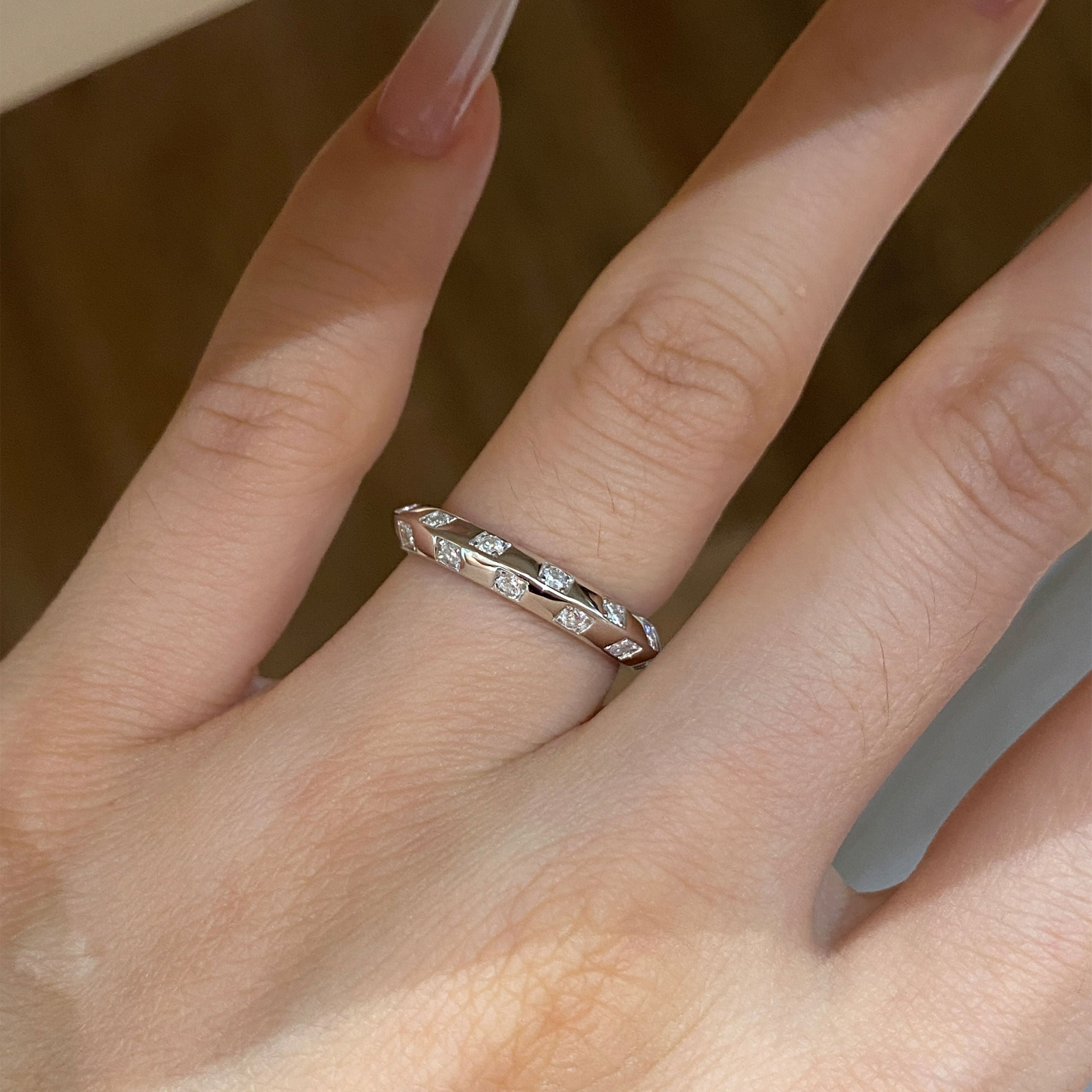Checkerboard Design Ring | Silver  Ring