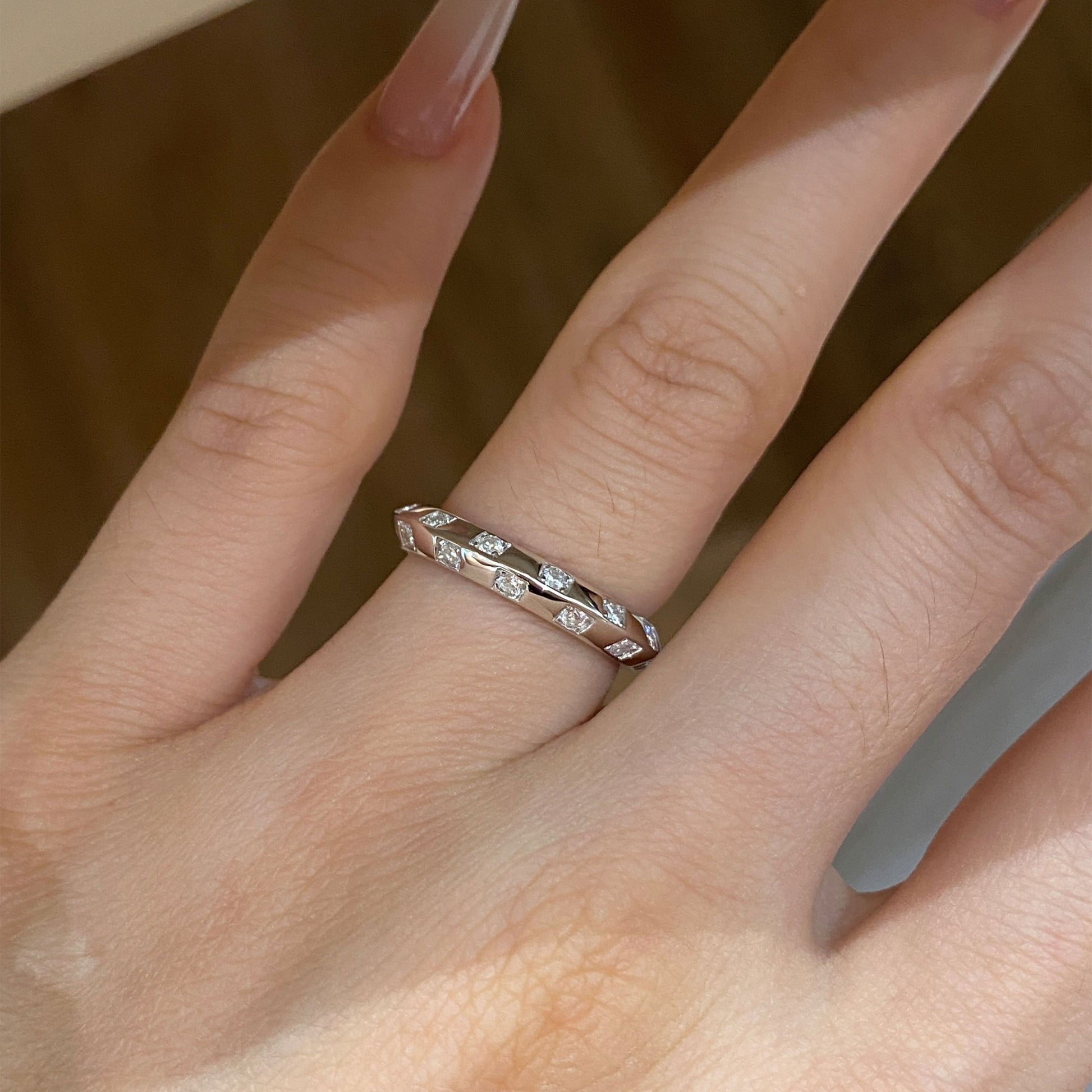 Checkerboard Design Ring | Silver  Ring