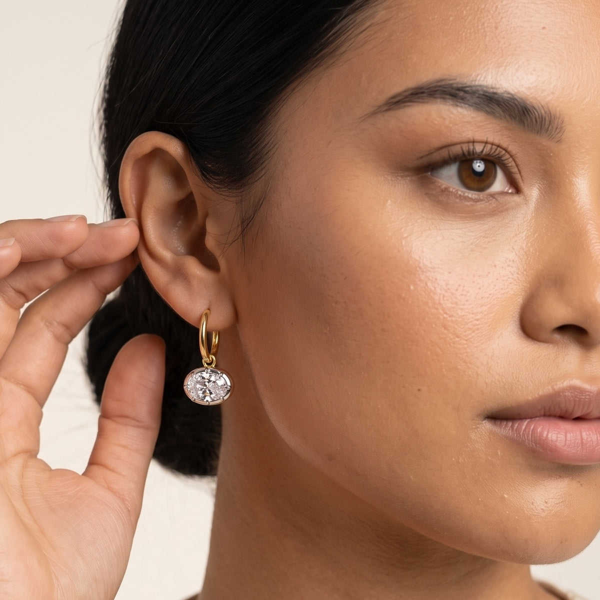Hailey Oval Stud Earrings | Silver Earrings