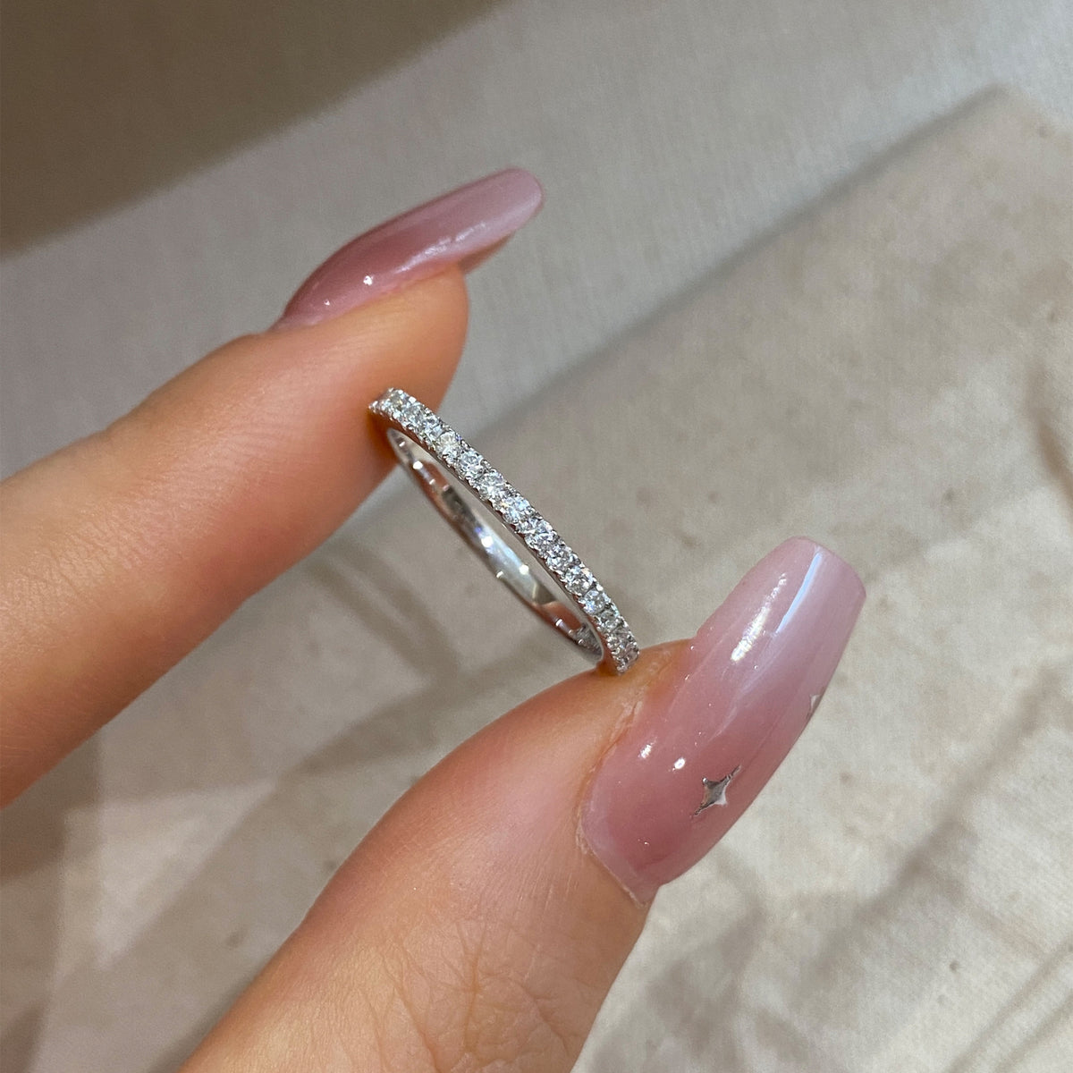 Lab Grown Diamond  Full Circle Band | Silver Ring