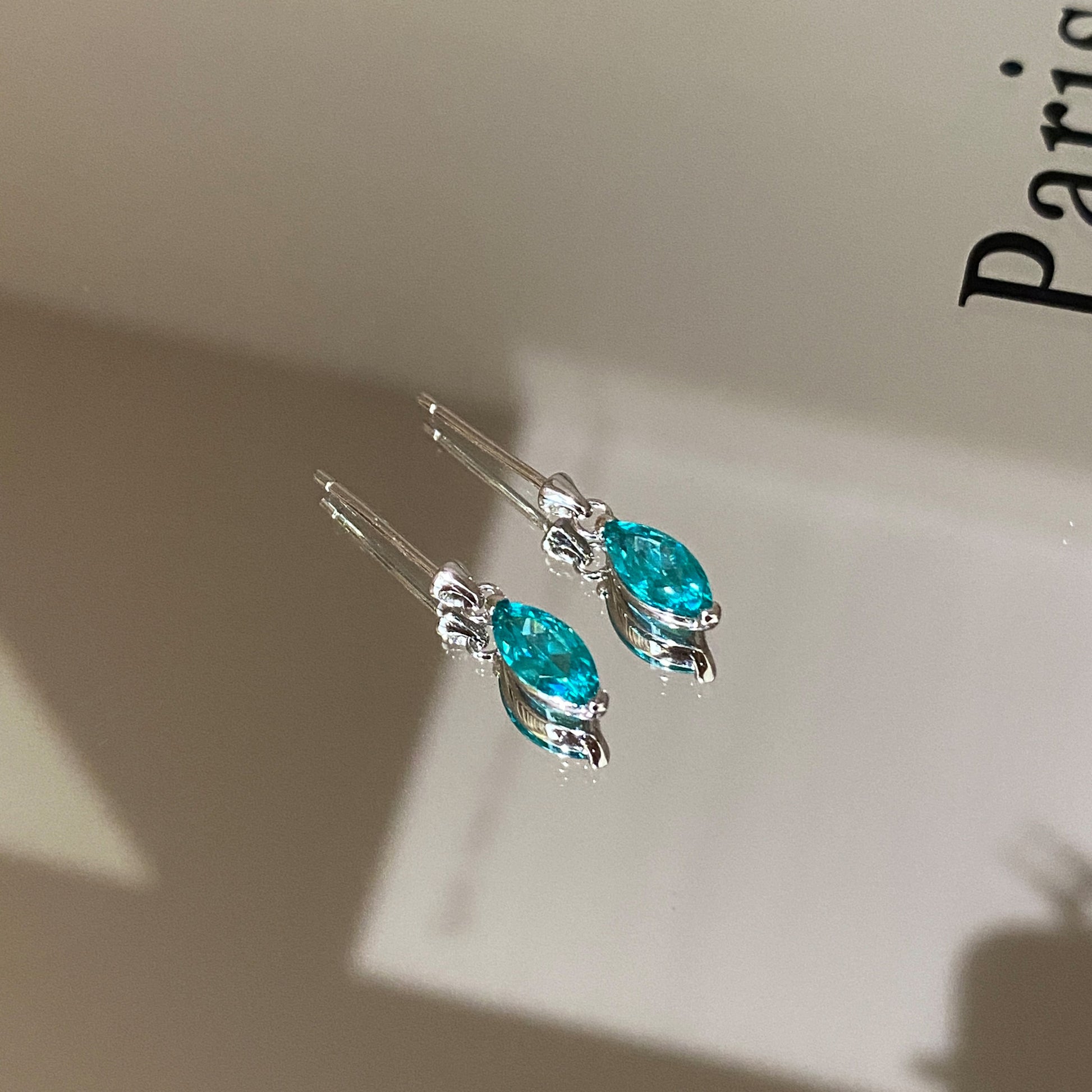 Paraiba  Marquise Tassel Earrings | Silver Earrings