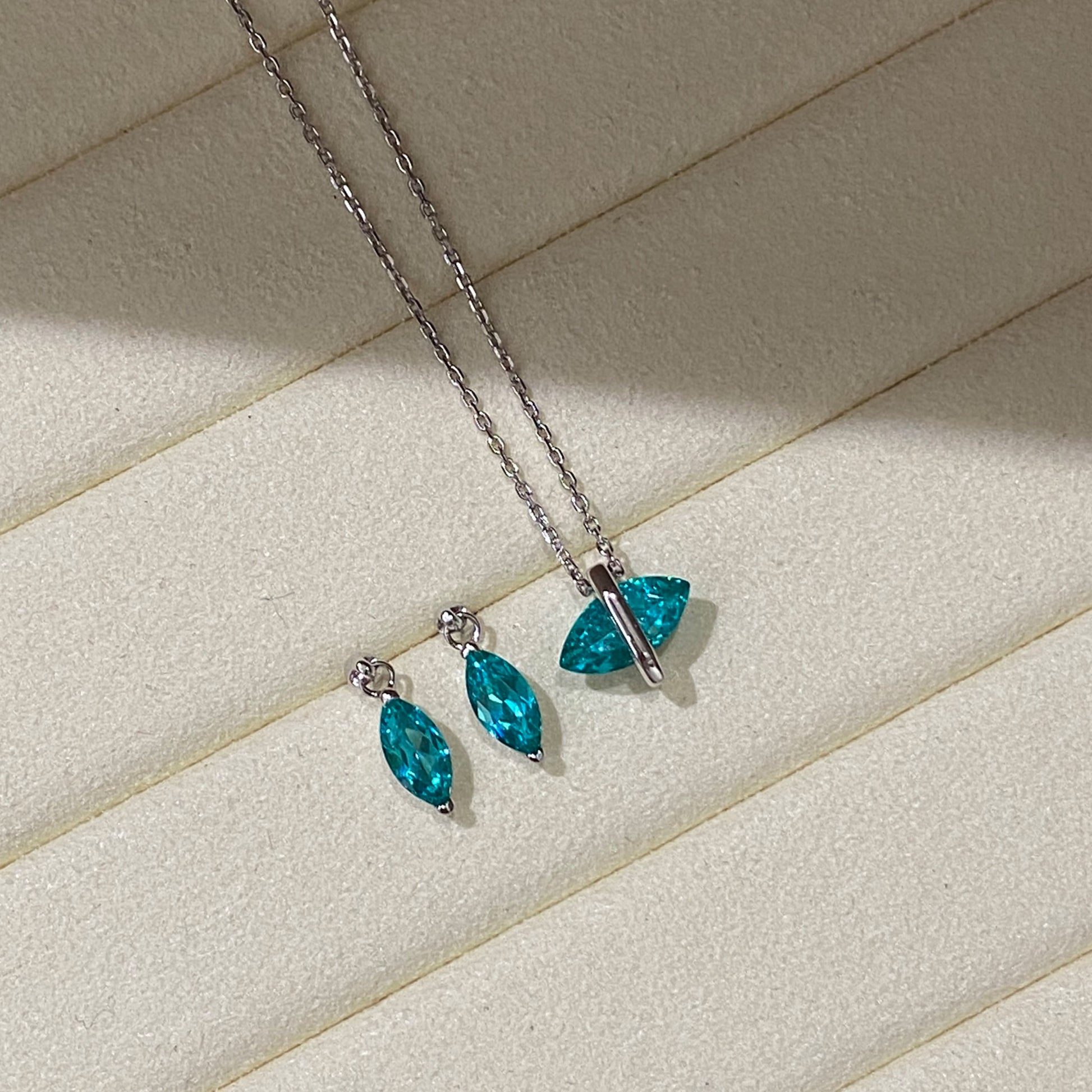 Paraiba  Marquise Tassel Earrings | Silver Earrings