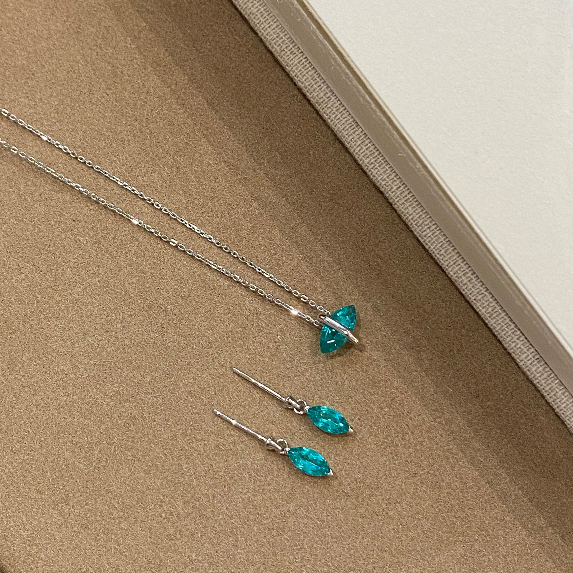 Paraiba  Marquise Tassel Earrings | Silver Earrings