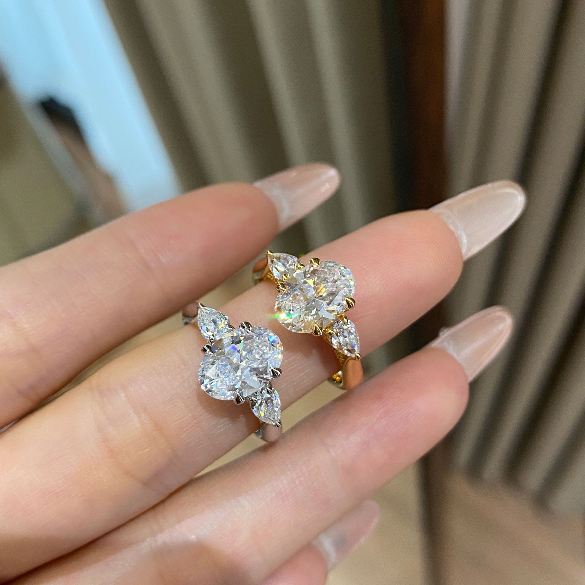 Vintage Oval Three-stone Gemstone Ring | Silver  Ring