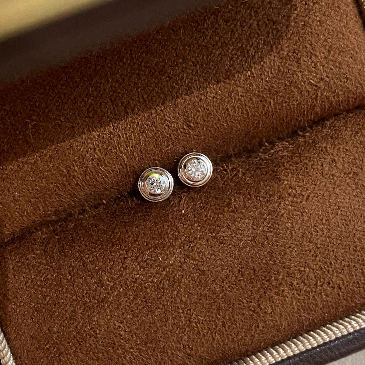 Mini Lab Grown Diamond Solitaire Stud Earrings  | Silver Earrings