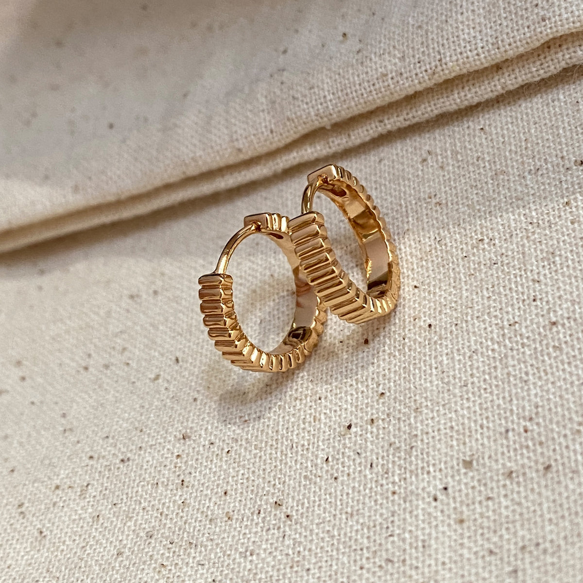 Fluted Ribbed Hoop Earrings | Silver Earrings