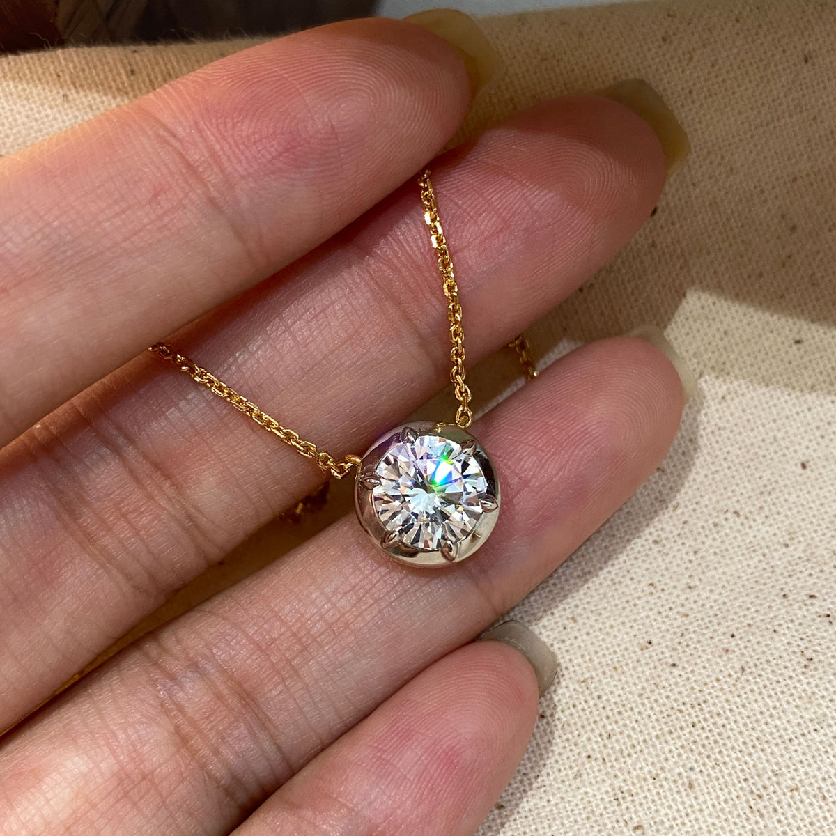 Hailey Round Pendant | Silver Necklace