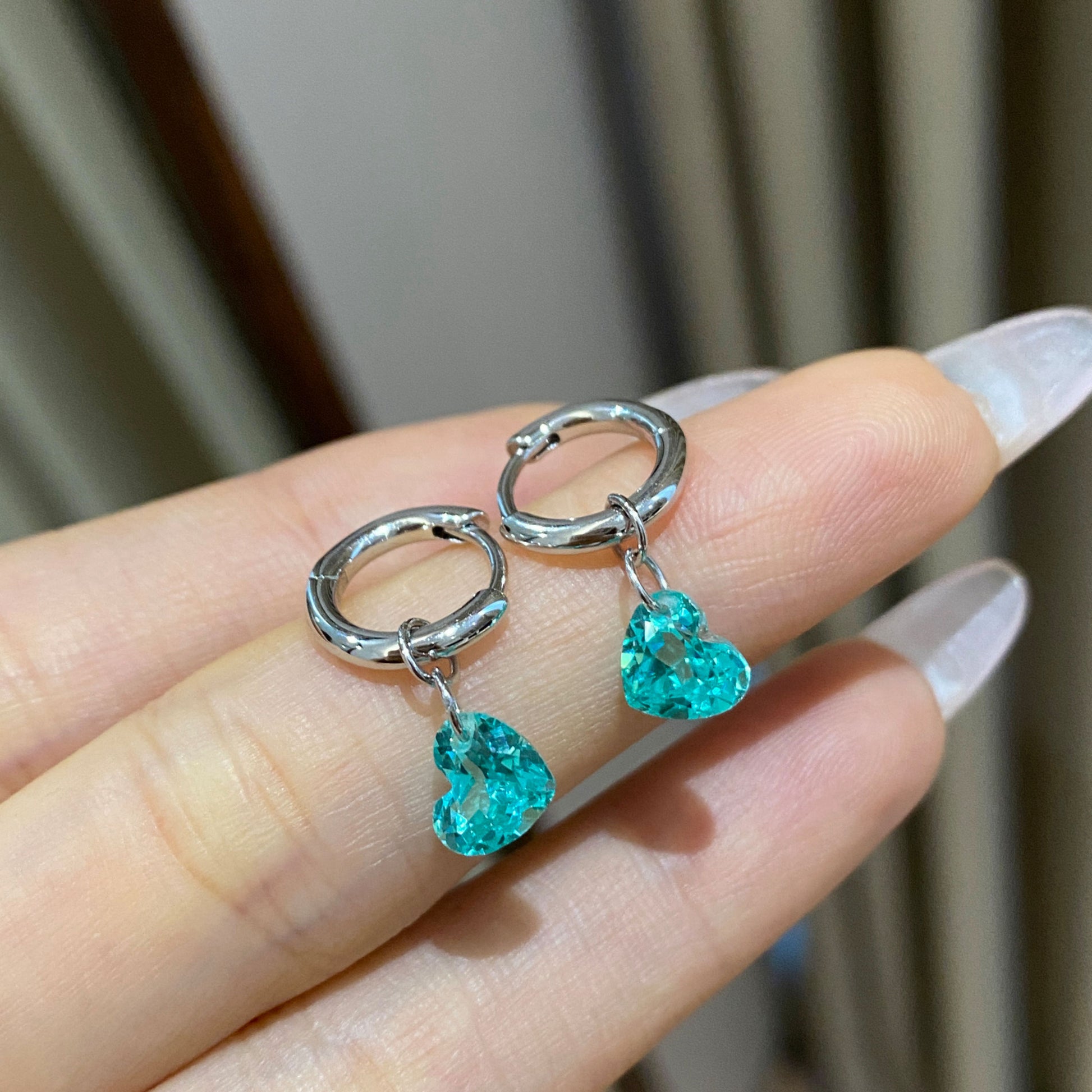 Paraiba Heart  Drop Earrings | Silver Earrings