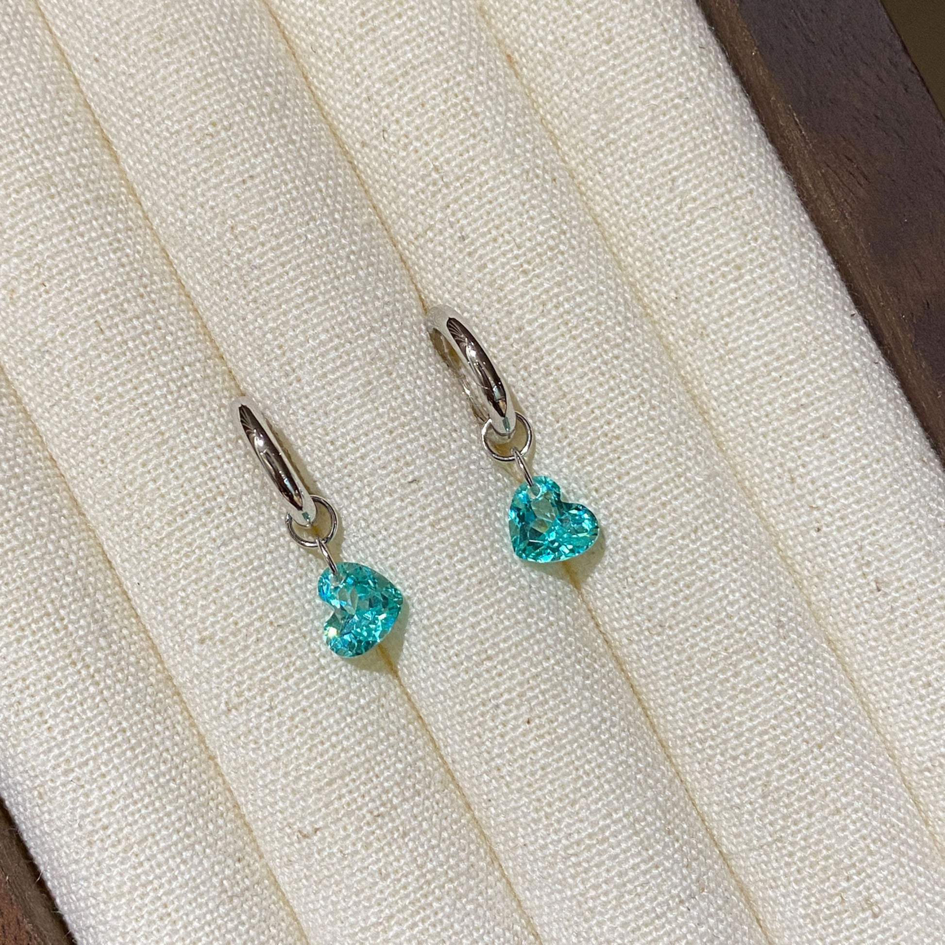 Paraiba Heart  Drop Earrings | Silver Earrings