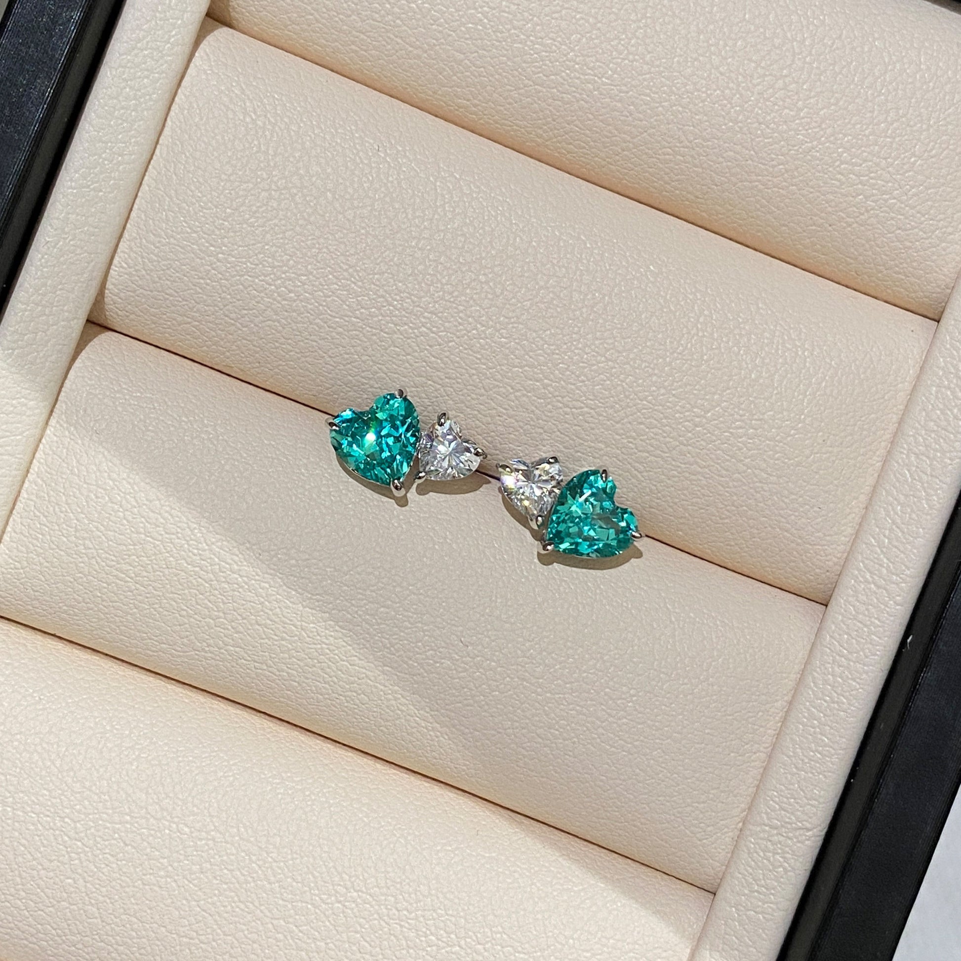 Paraiba Two-Tone Heart  Earrings | Silver Earrings