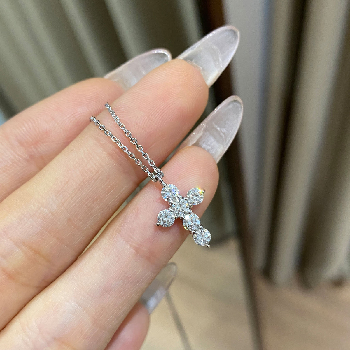 Mini Lab Grown Diamond Cross Pendant | Silver Necklace