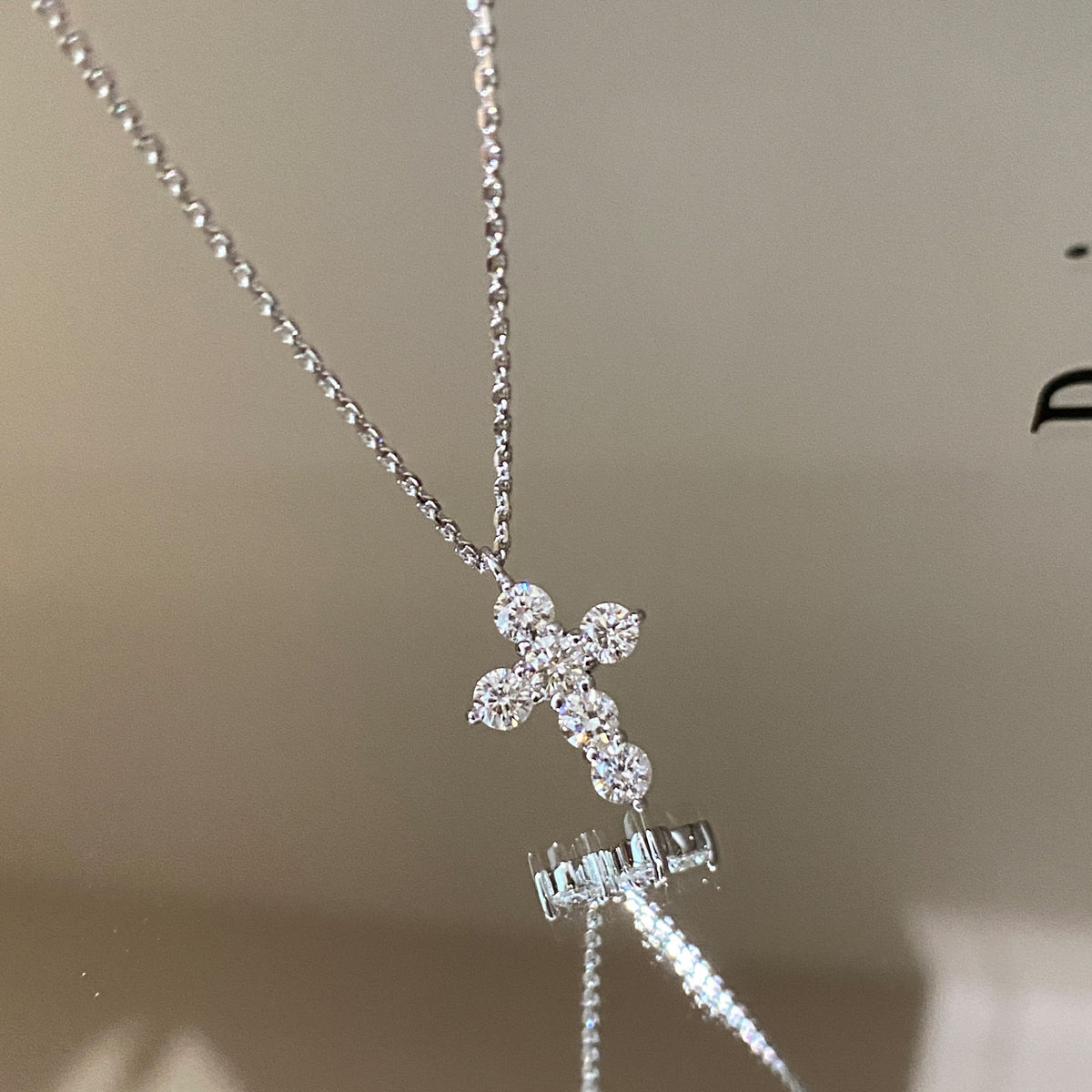 Mini Lab Grown Diamond Cross Pendant | Silver Necklace